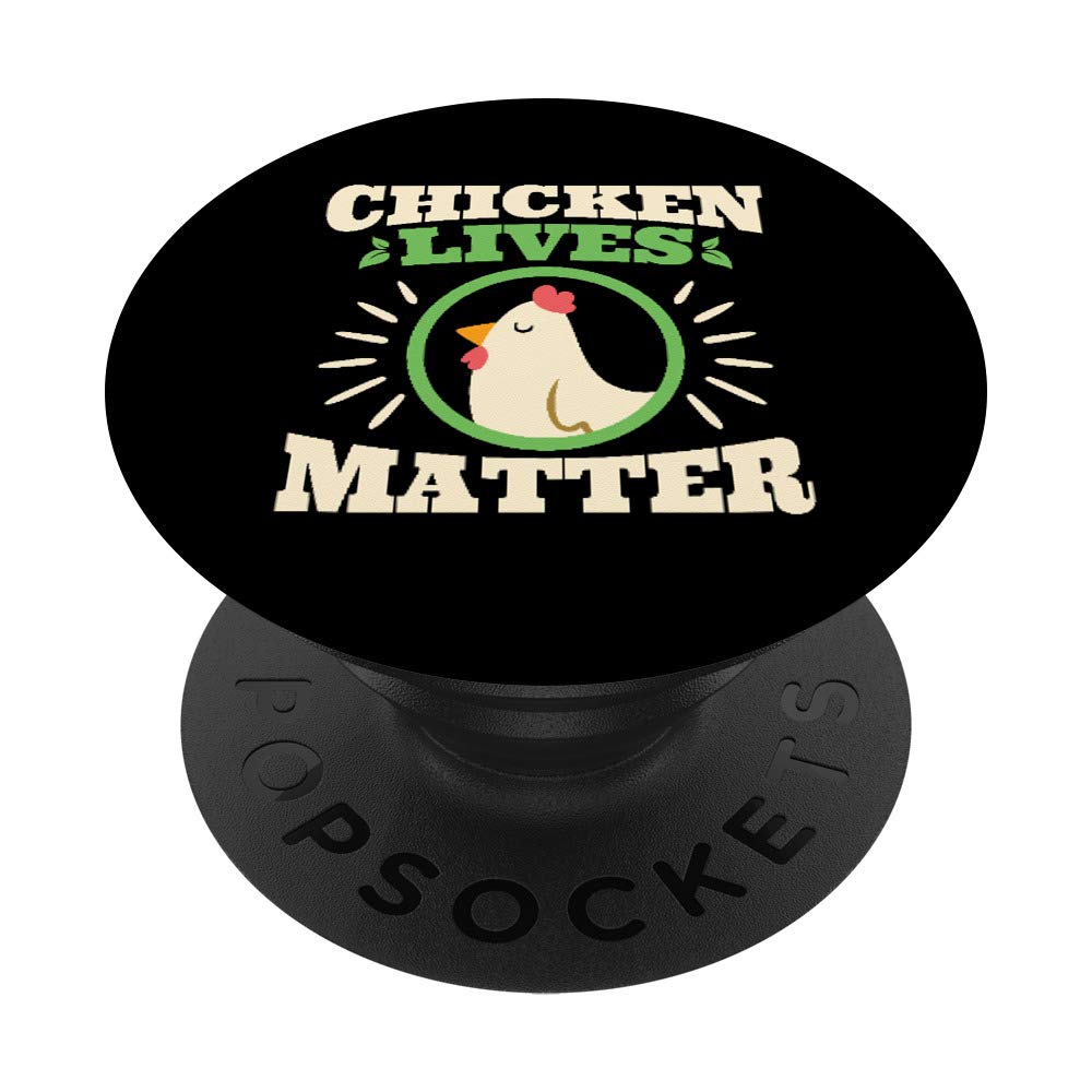 Funny Vegan Animal Lover 'Chicken Lives Matter' PopSockets Phone Grip & Stand - Perfect for Vegetarians, iPhone & Tablet Users (Kitchen, Office, Travel Use)