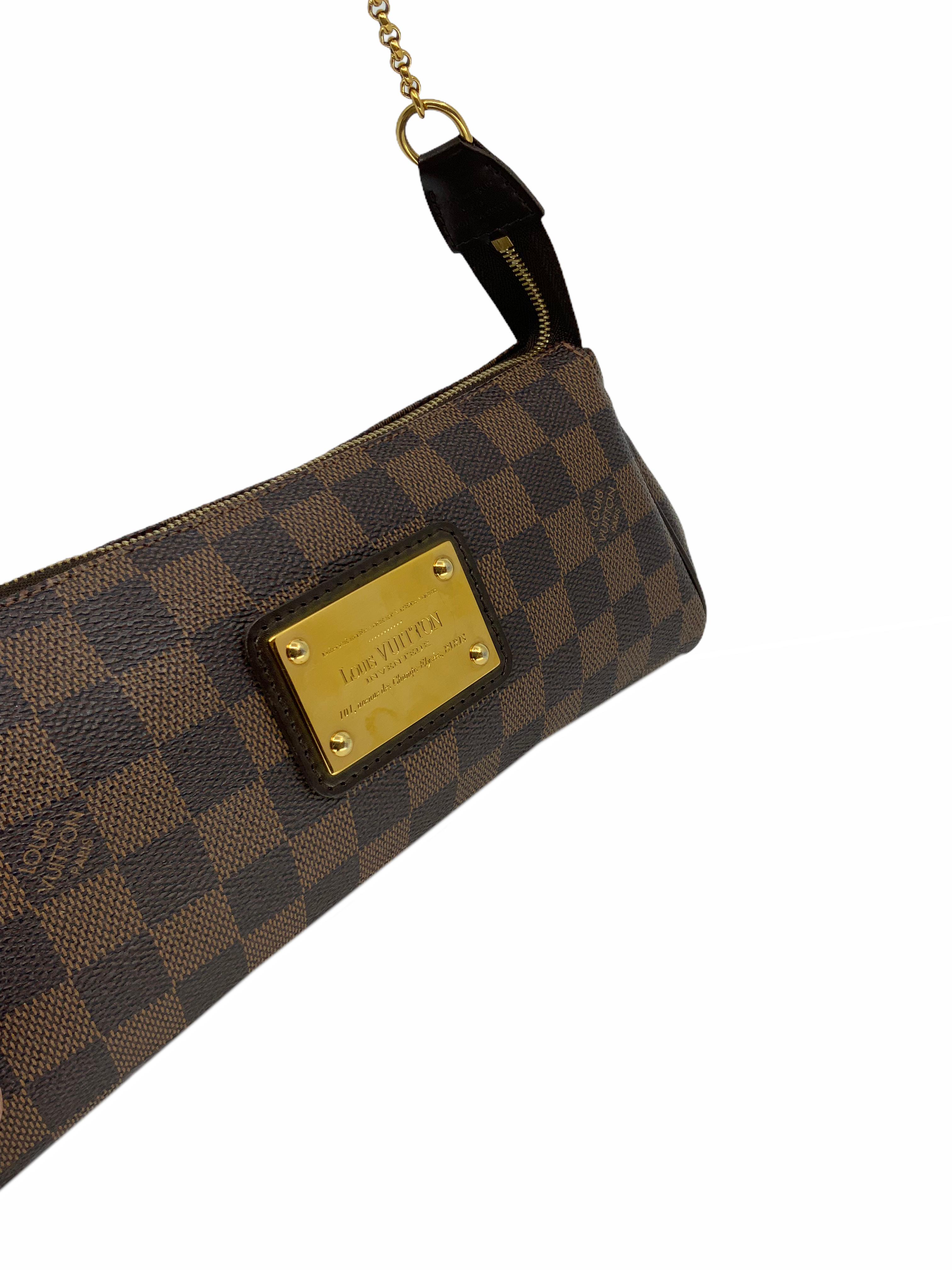 Louis Vuitton Damier Ebene Canvas Eva Clutch Bag - Luxury Crossbody Purse for Women, Perfect for Evening Parties & Date Nights
