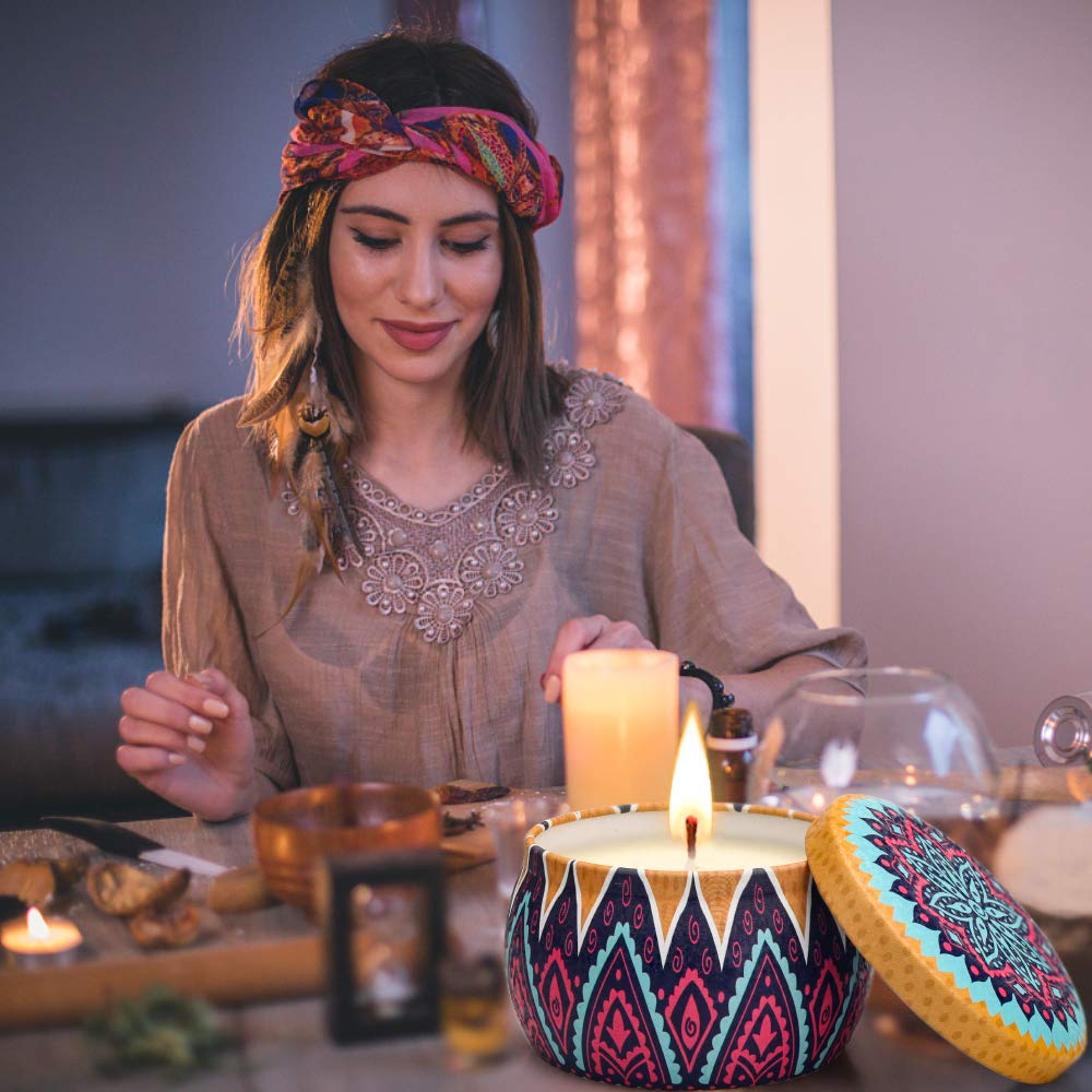 4 Pack Aromatherapy Scented Candles Gift Set - Natural Soy Wax, 120 Hours Burn Time, Stress Relief for Women - Perfect for Home Fragrance, Birthday, Valentine's Day, Mother's Day & Christmas Gifts | Create a Cozy Ambiance for Relaxation, Meditation & Romantic Evenings
