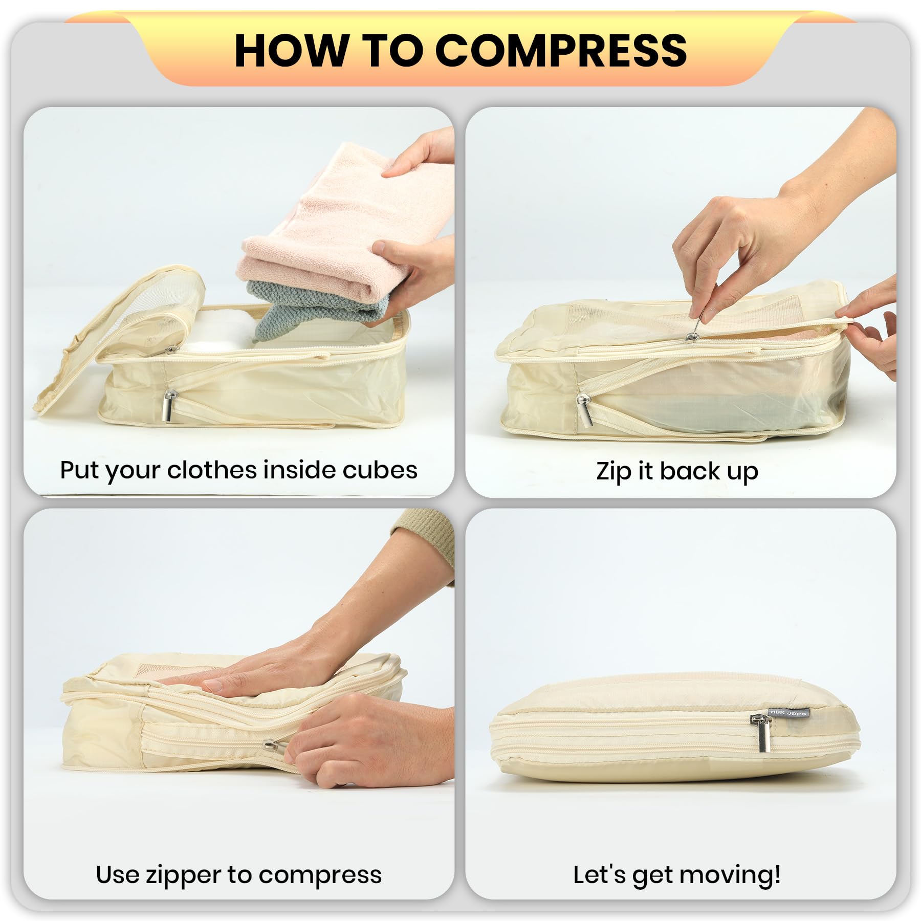 4-Piece Compression Packing Cubes Set - Ultralight Mesh Travel Organizers for Suitcases, Space-Saving Luggage Storage for Women | Perfect for Business Trips, Vacations & Weekend Getaways