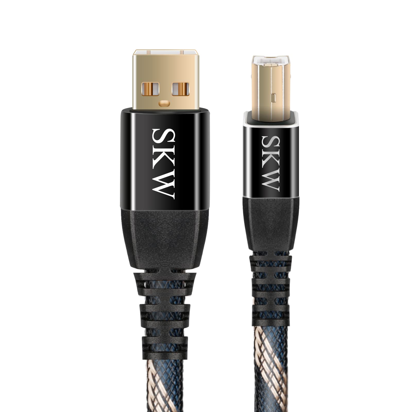 Premium SKW USB 2.0 DAC Audio Cable - USB Type A to Type B (6.5ft/2m) for Computer to DAC, Sound Card & Headphone Amp | High-Quality Digital Audio Transfer | Perfect for Home Studio, Music Production & Audiophile Listening Sessions