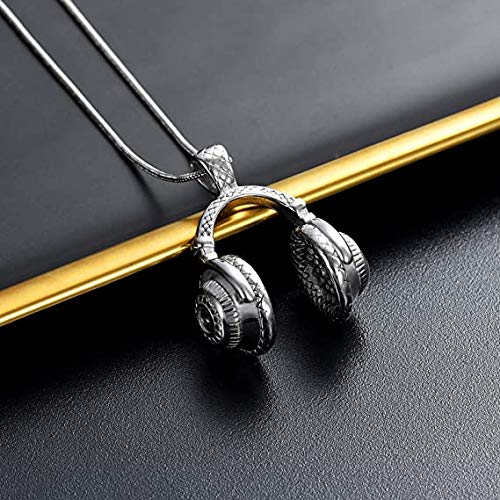Memorial Jewelry for Ashes - Stainless Steel Cremation Urn Necklace Pendant for Women & Men - Keepsake Headset Urn Jewelry for Loved Ones - Perfect for Funerals, Memorials & Keeping Memories Close