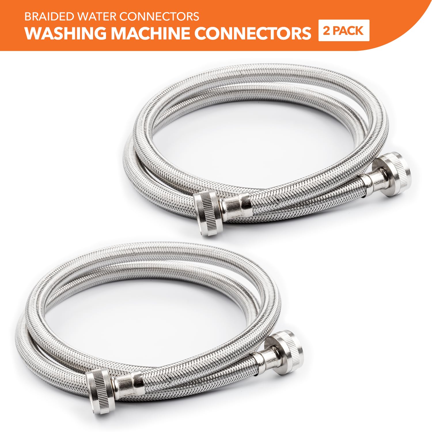 Stainless Steel Washing Machine Hose - Heavy Duty, Burst-Proof - for Laundry & Appliances