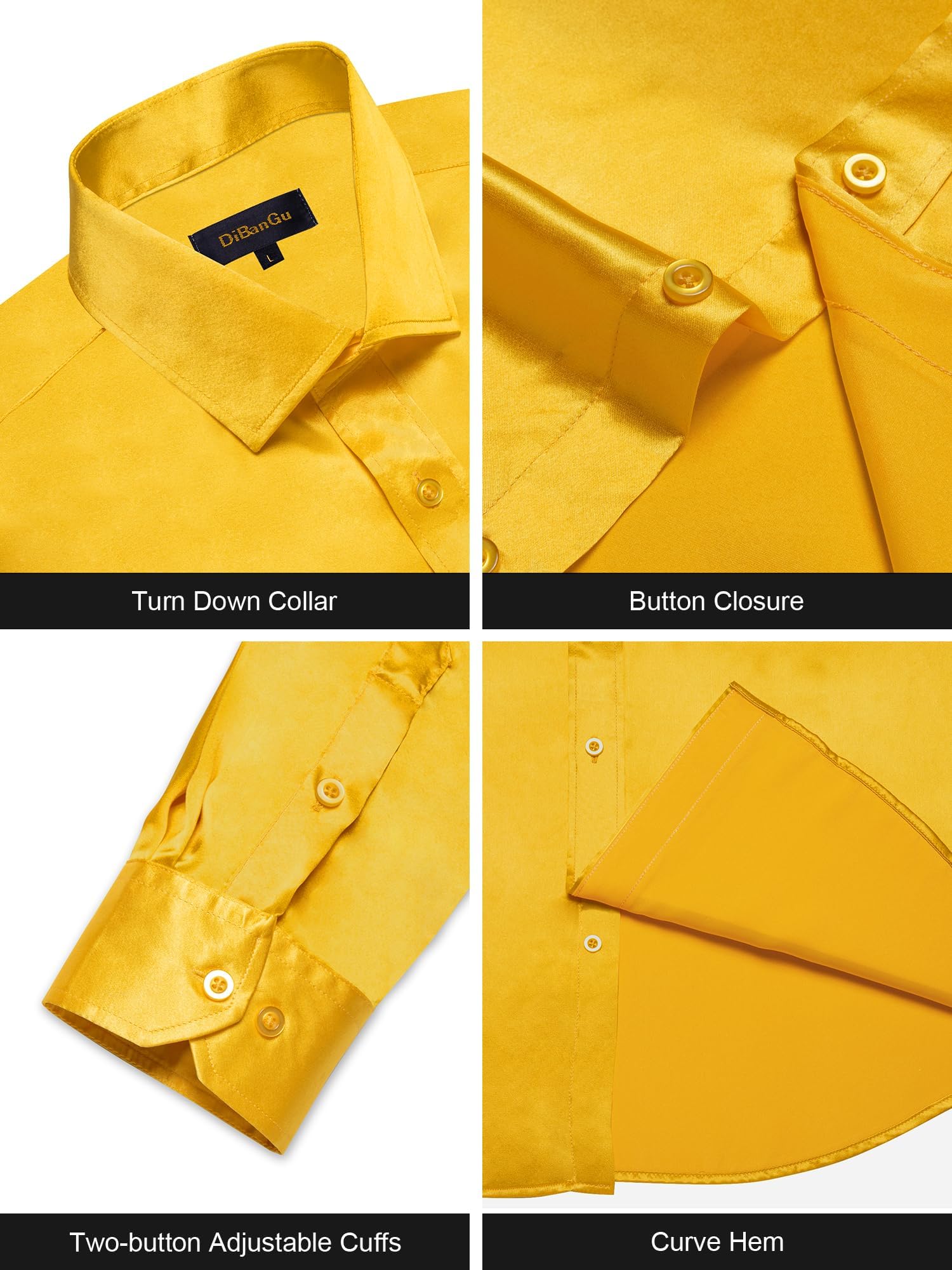 Premium Men's Satin Long Sleeve Dress Shirt - Shiny Button Down Formal Shirt with Pocket - Regular Fit for Wedding, Party & Business Occasions - Office Wear & Special Events Attire
