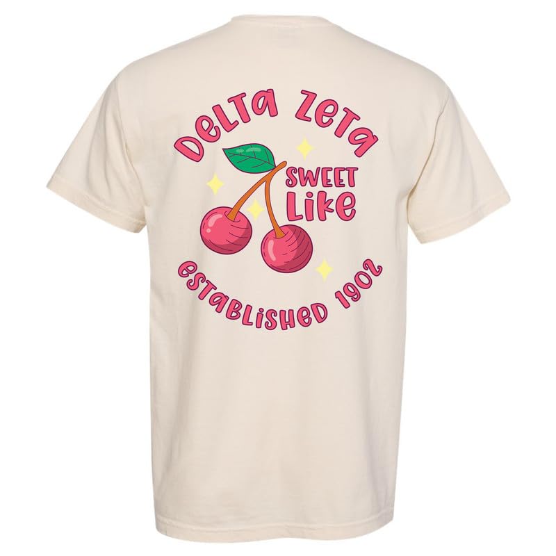 Delta Zeta Comfort Colors T-Shirt | Sweet Like Cherry Sorority Tee - Soft Cotton Vintage Style for Greek Life, Campus Wear & Sisterhood Events