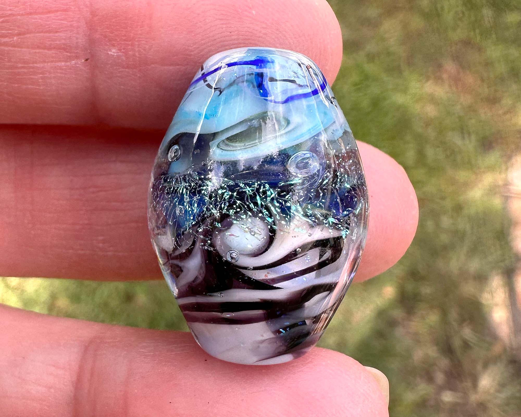 Dichroic Glass Lampwork Focal Bead for Jewelry Making - Swirling Waters Design - Handmade Artisan Bead for Necklaces, Bracelets & DIY Crafts