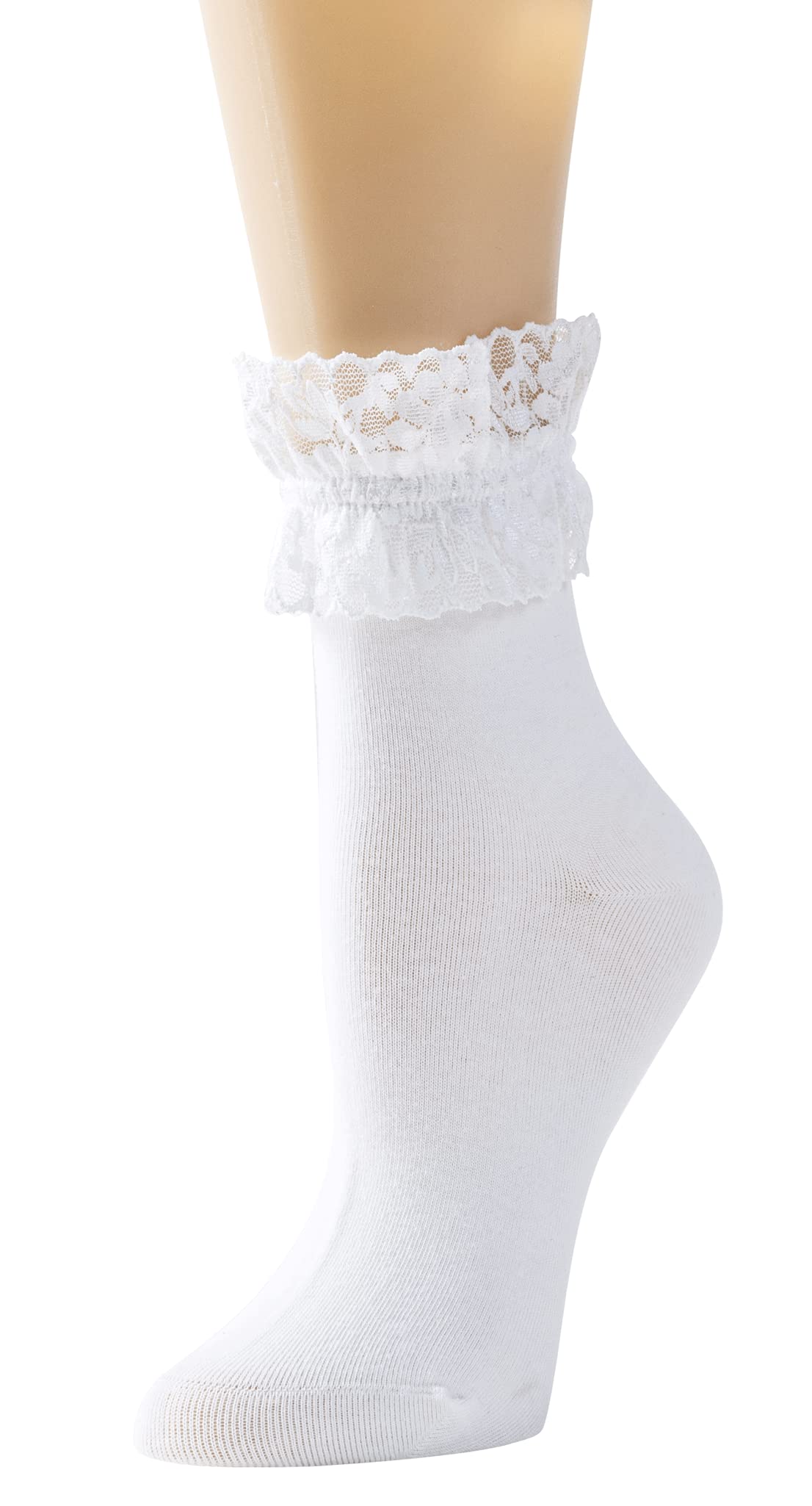 SEMOHOLLI Women's Lace Ankle Socks - Ruffle Frilly Cotton Dress Socks for Women & Girls - Comfortable Breathable Anklet Socks for Daily Wear, Office, Dating & Special Occasions