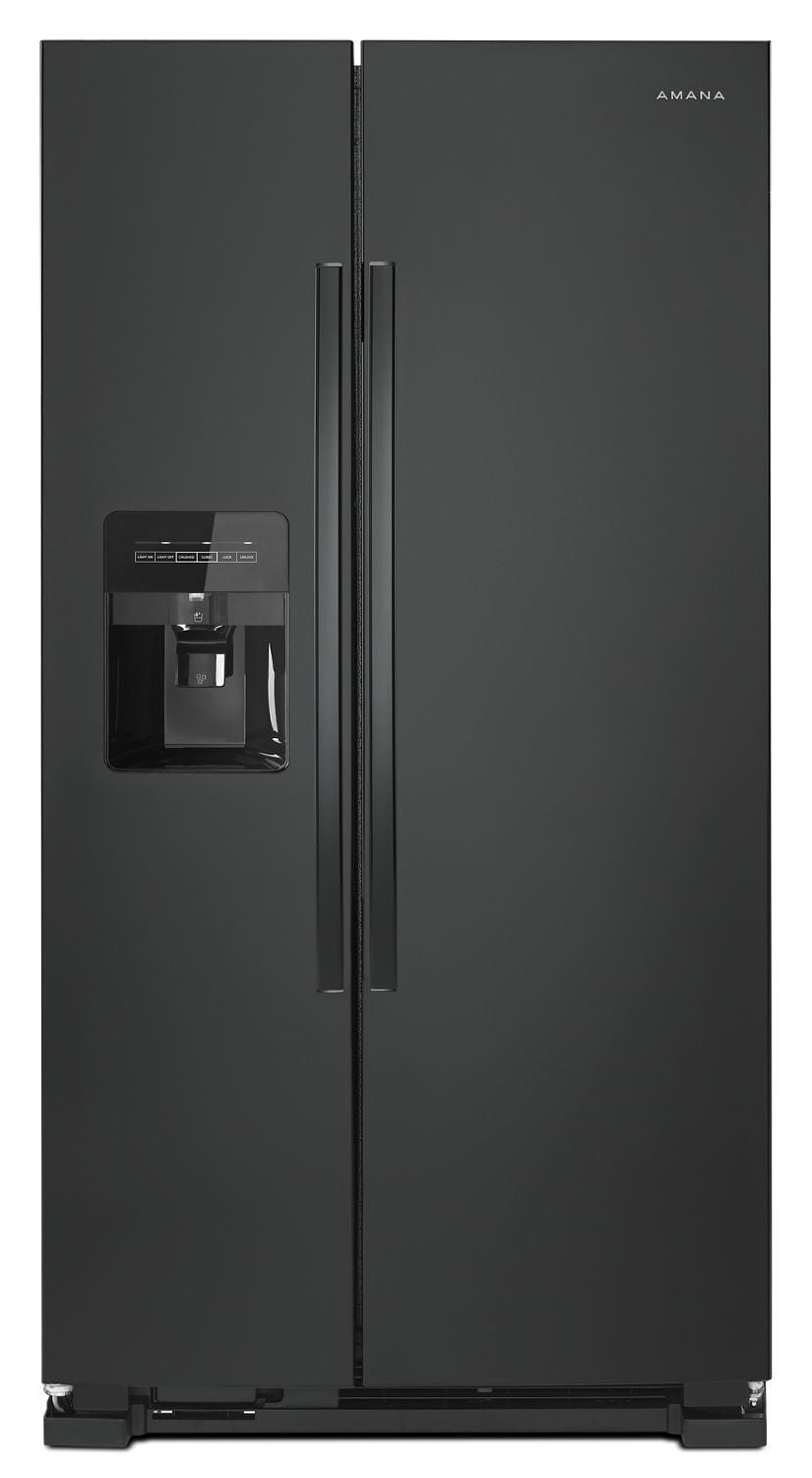 Amana ASI2575GRB 36 Inch Side by Side Refrigerator with Dual Pad External Ice & Water Dispenser - Black | Energy Efficient Kitchen Appliance for Home & Office Use