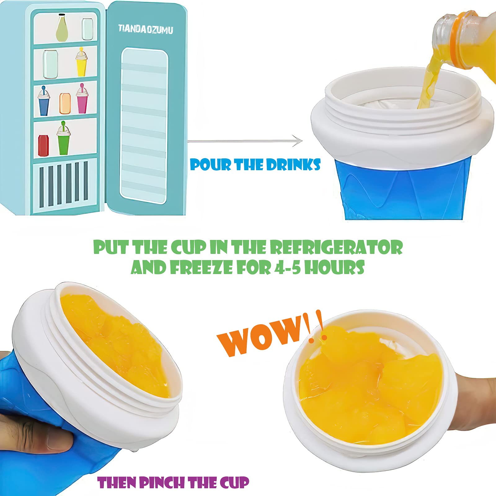 **Quick-Frozen Smoothie Maker - DIY Homemade Ice Cream & Slushy Cup, Manual Squeeze Frozen Yogurt & Milk Shake Maker, Summer Cooling Bottle for Kids (Blue) - Perfect for Parties, Picnics & Hot Summer Days**