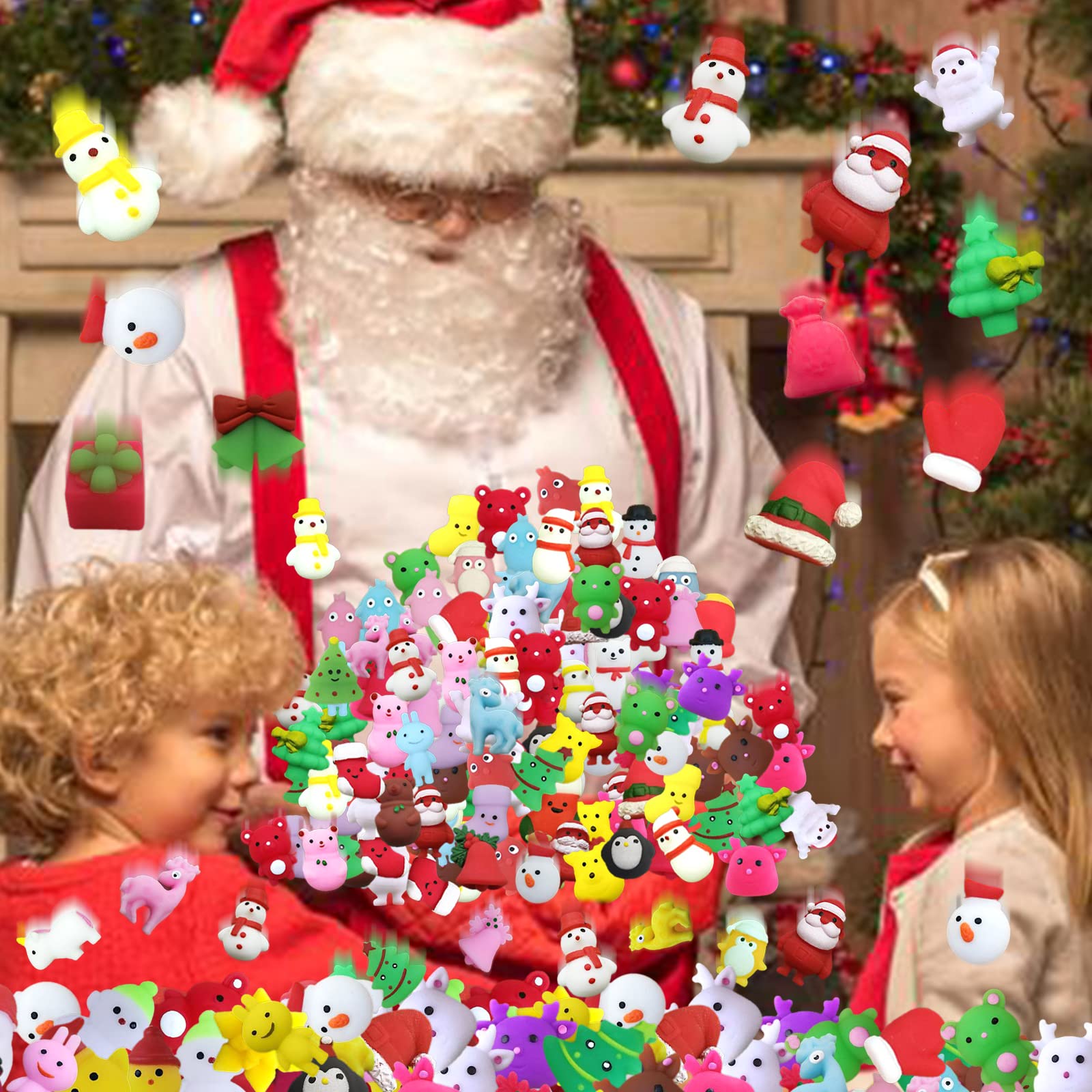 48Pcs Christmas Squishy Toys for Kids - Soft Mochi Stress Relief Sensory Toys, Classroom Prizes, Party Favors, Pinata Fillers, Stocking Stuffers - Perfect for Holiday Gifts, School Rewards & Stress Relief for Boys and Girls