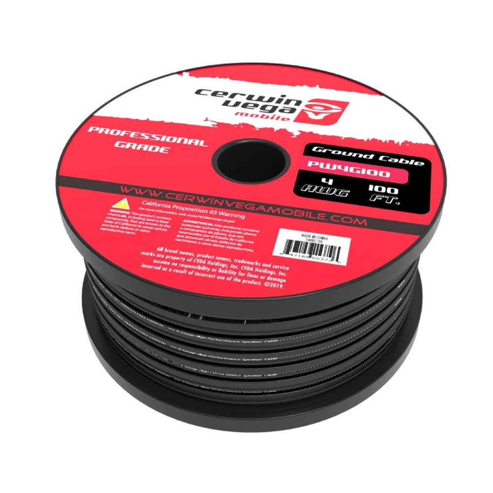 Cerwin Vega PW4G100 4 Gauge Frost Red and Black Power Wire - Premium Car Audio Wiring for Amplifiers, Subwoofers, and Stereo Systems - Ideal for Car Audio Installations and Custom Sound Setups
