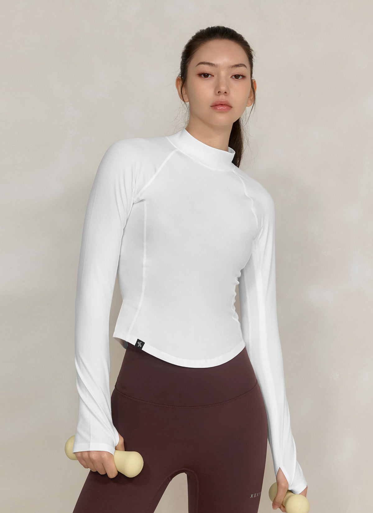 Stylish Peach Mock Neck Long Sleeve Top for Women - Perfect for Office Wear, Casual Outings & Fall Layering
