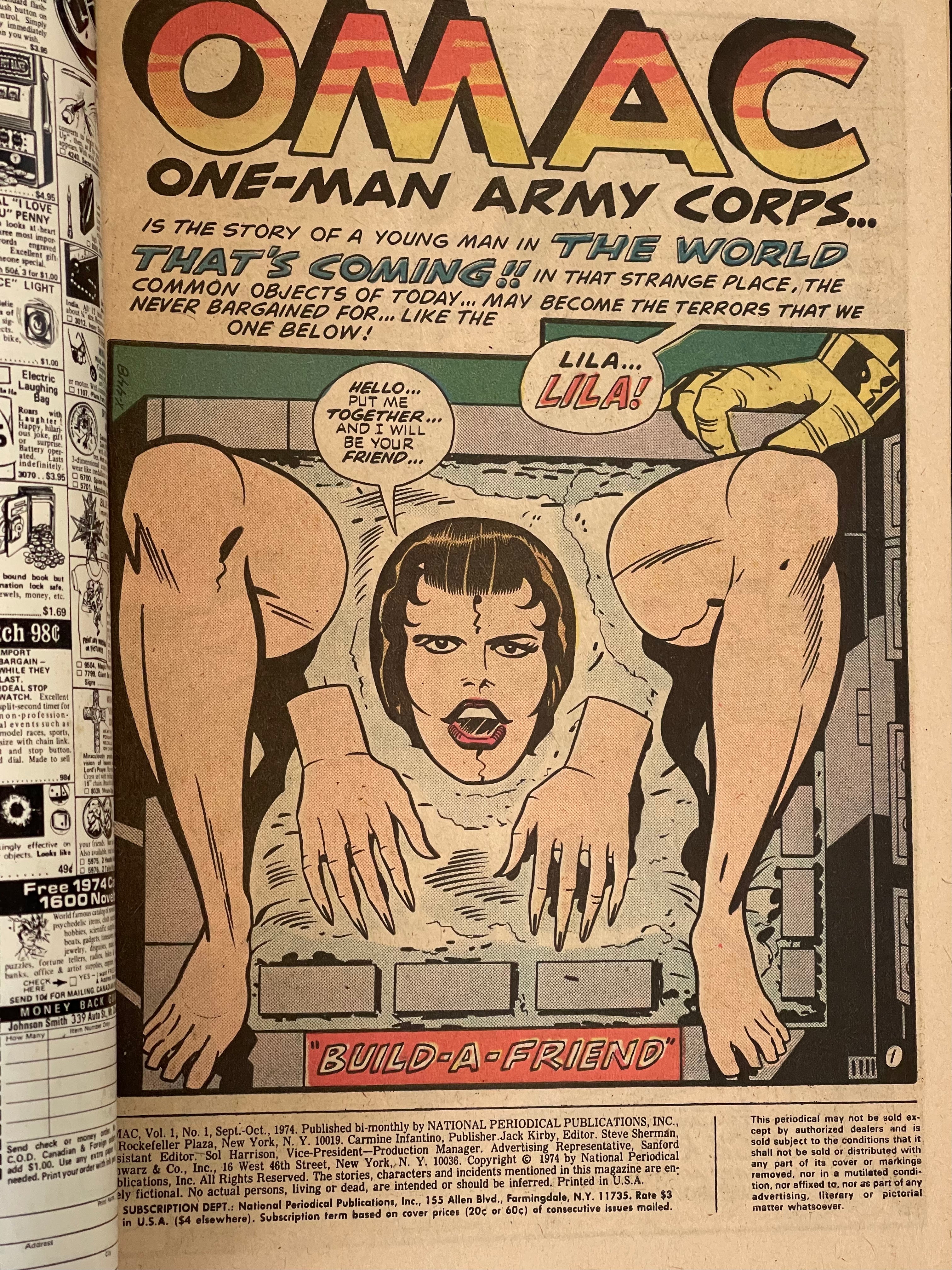 Omac One Man Army #1 High Grade Vintage Comic Book 1974 - Perfect for Collectors & DC Comics Fans | Display, Investment & Gift Idea