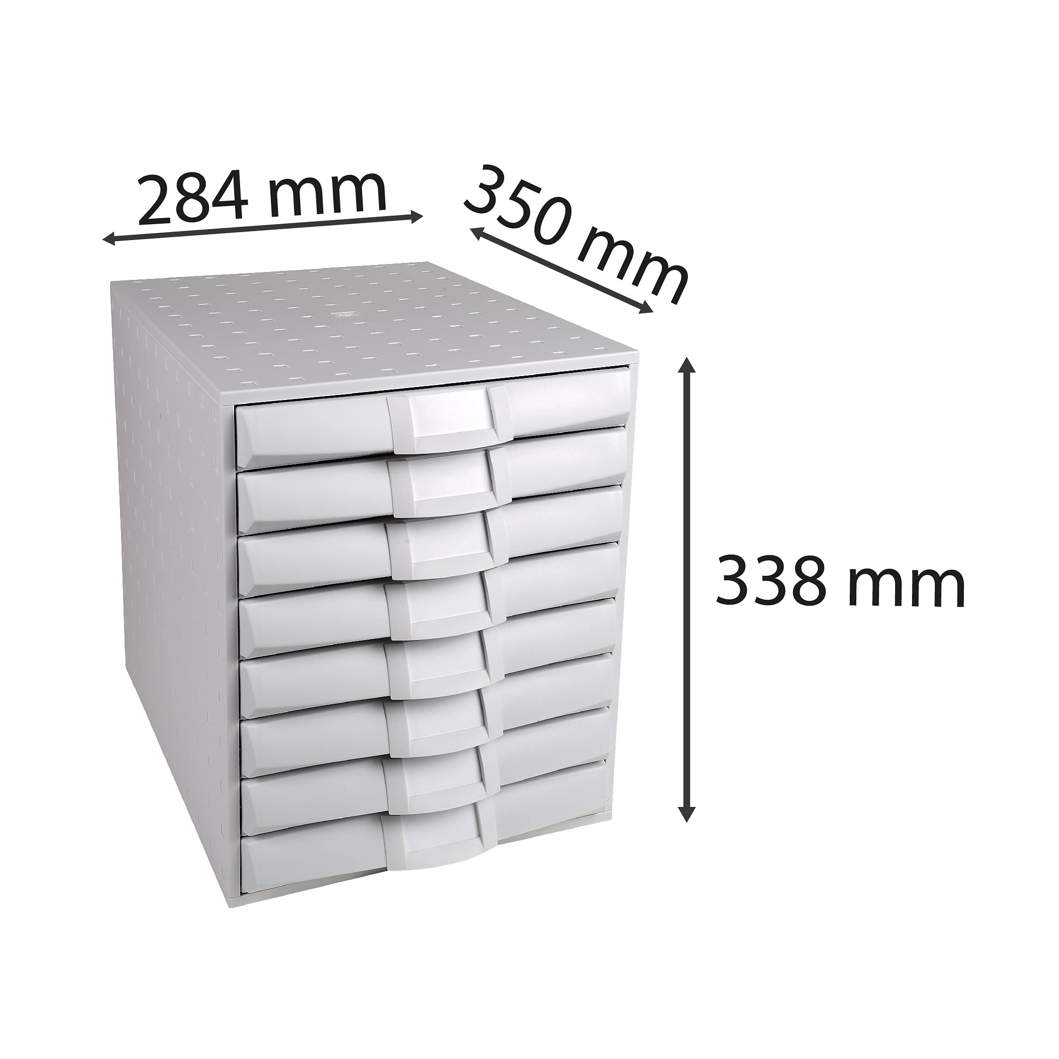Exacompta System 8 Office Organizer with 8 Closed Drawers - 387 x 287 x 338mm Light Grey Storage Solution for Home & Office Organization