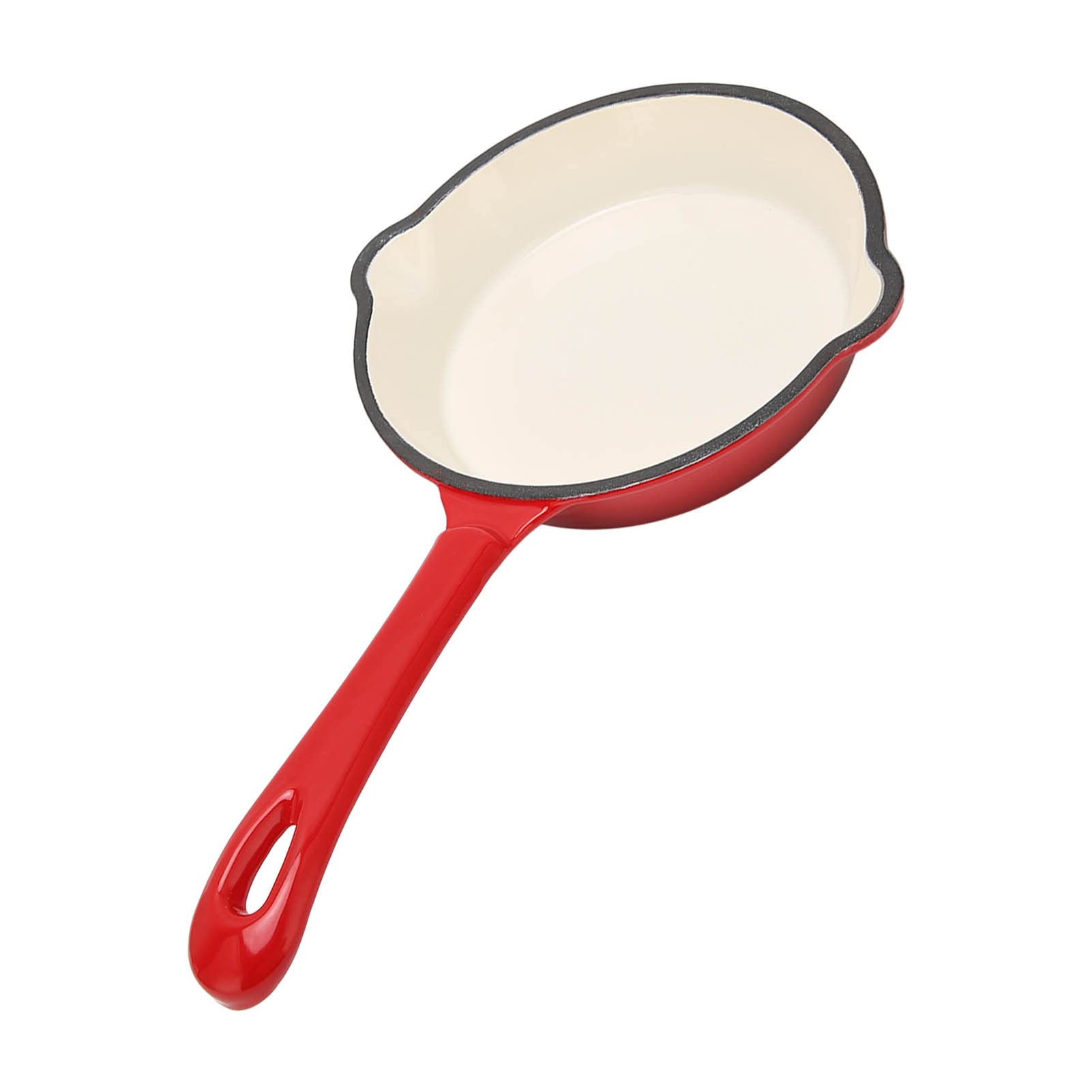 **Enameled Cast Iron Wok Pan - Double Non-Stick Coating, Pour Spout & Long Handle - Durable & Scratch-Resistant for Home Restaurant & Stir-Fry Cooking**