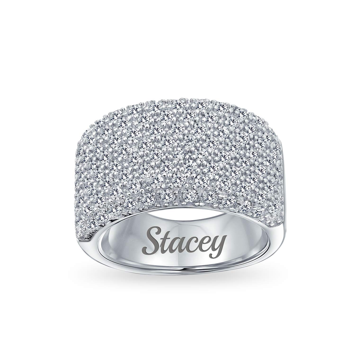 Personalized Rose Gold Plated .925 Sterling Silver Women's Wedding Band - AAA Cubic Zirconia Micro Pave 1/2 Eternity Ring for Anniversary, Engagement & Special Occasions | Customizable Statement Jewelry Gift for Her