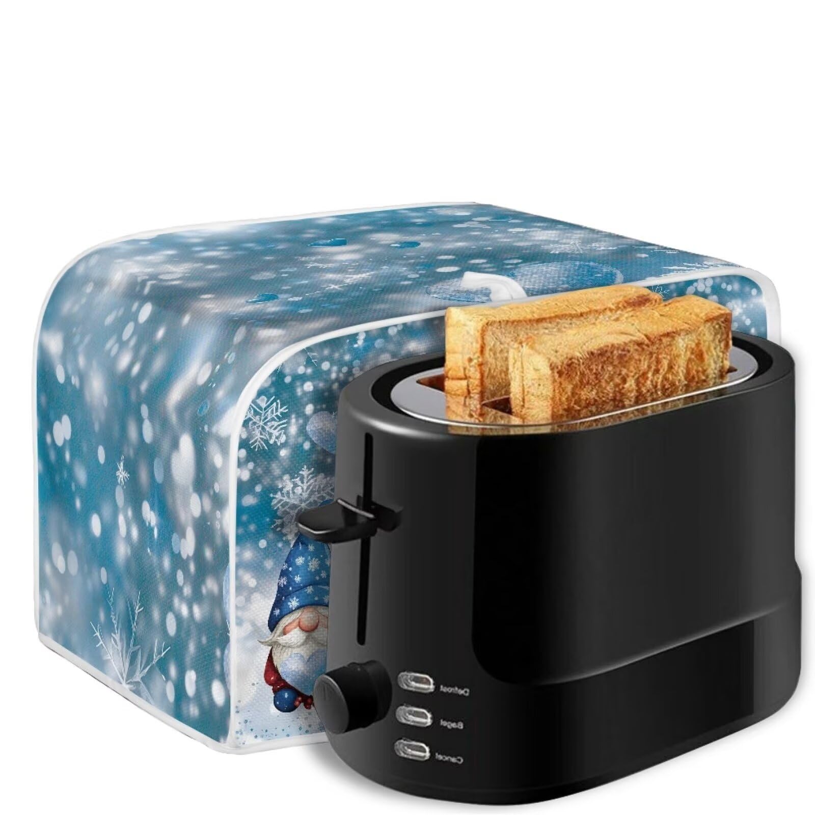 Lotusorchid Gnome Print 2-Slice Toaster Cover - Anti-Fingerprint Dust Protection for Bread Maker - Perfect for Kitchen Countertop & Holiday Decor (Christmas, New Year)