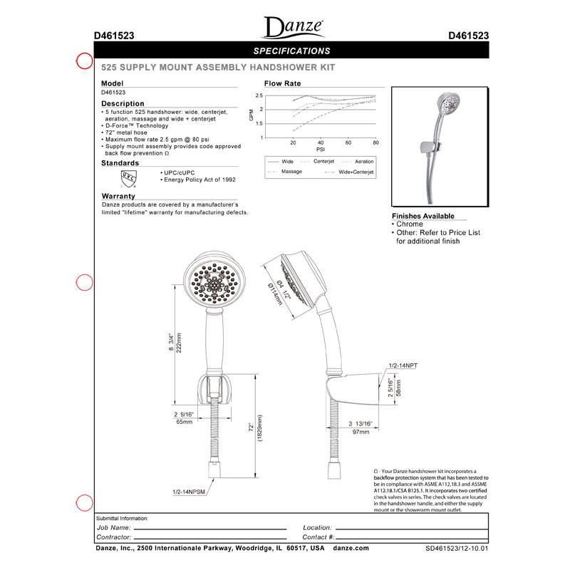 Danze Brushed Nickel Handheld Shower Head with Hose and Mount Kit - High Pressure Showerhead for Bathroom, Spa-Like Relaxation at Home