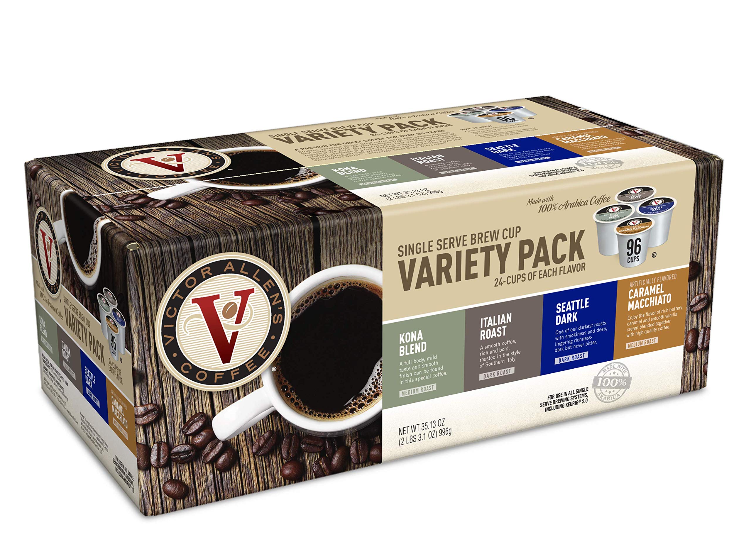 Victor Allen's Coffee Variety Packs (96 Count) K-Cups for Keurig Brewers - Perfect for Office, Home & Hospitality Use