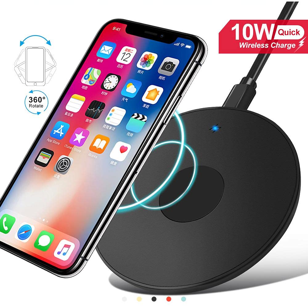 Fast Wireless Charger Pad 10W for Huawei Mate 30 - Soft Touch Surface, Qi-Certified Charging Station for Home, Office & Travel | Compatible with Smartphones & AirPods
