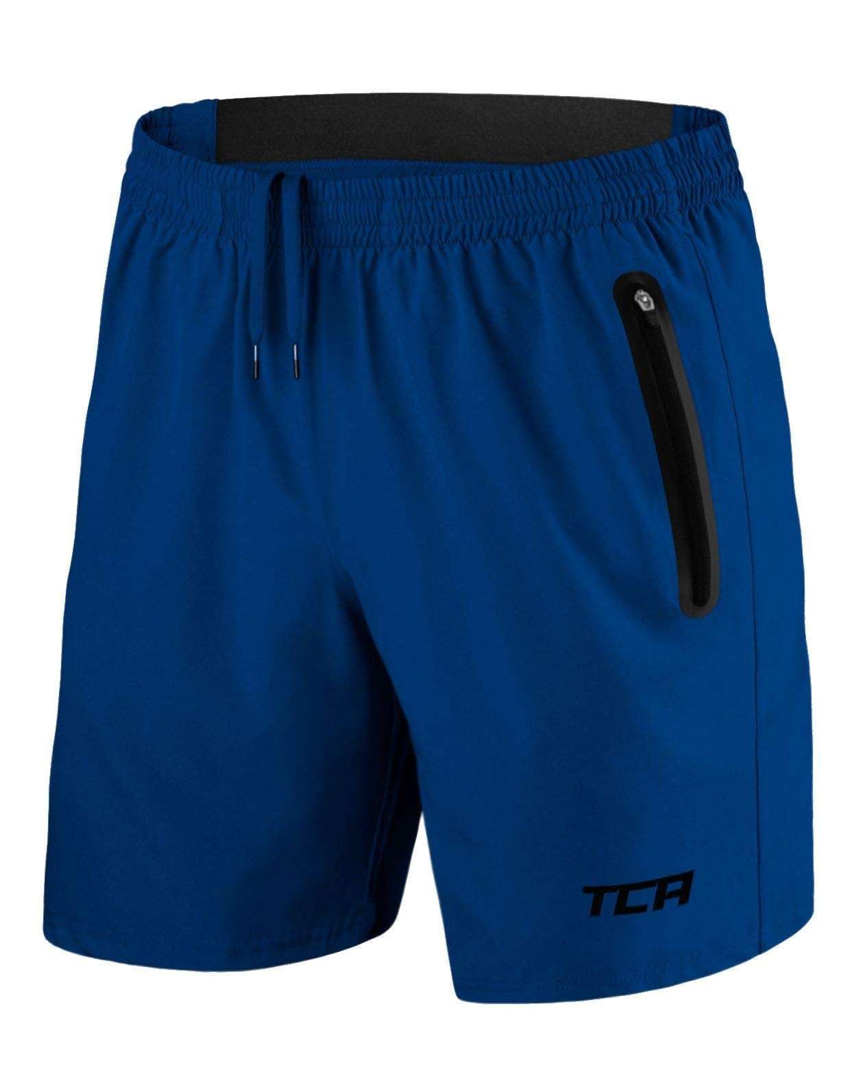 TCA Elite Tech Men's Gym Athletic Workout Running Shorts with Zipper Pockets - Lightweight Breathable Training Shorts for Running, Basketball & Gym Workouts