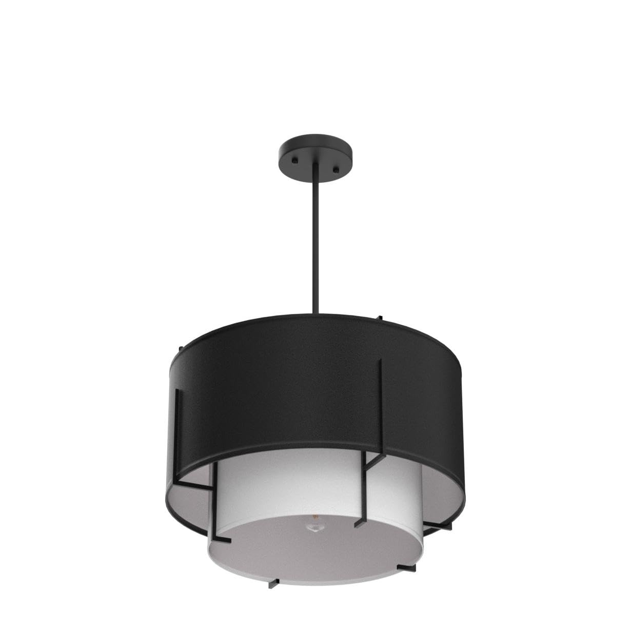Saint Mossi 4-Lights Modern Farmhouse Chandelier - Black Drum Style Fabric Pendant Light Fixture for Dining Room (H12 x D20, Adjustable Down Rod) - Perfect for Farmhouse, Rustic & Modern Dining Room Lighting Decor