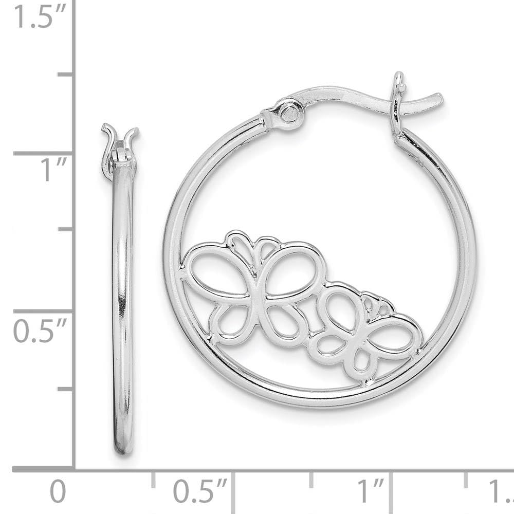 Stylish 25mm Sterling Silver Double Butterfly Hoop Earrings for Women - Perfect for Parties, Weddings & Everyday Wear