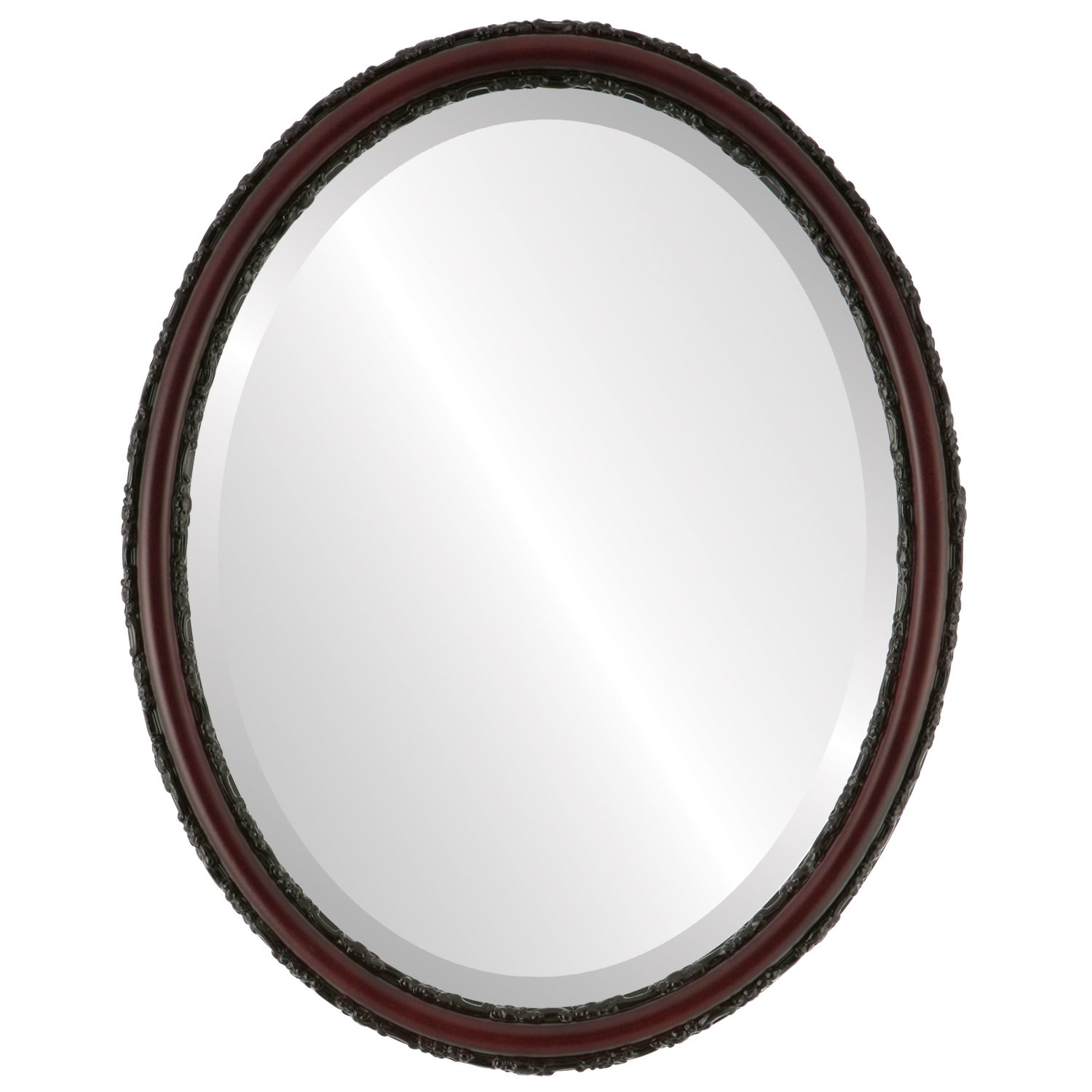 Virginia Style Oval Beveled Wall Mirror - Rosewood Frame - 14x18 Inches - Elegant Home Decor for Living Room, Bedroom & Entryway