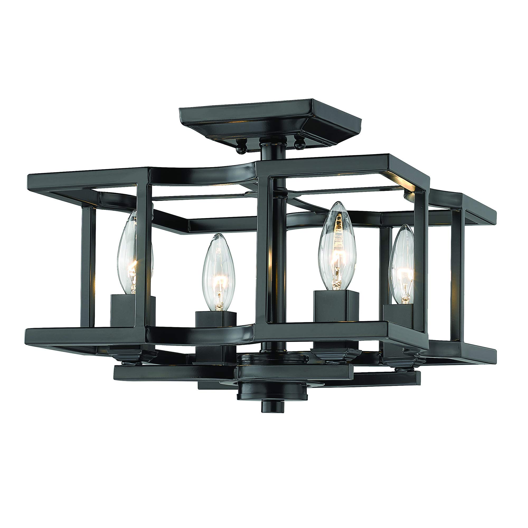 Golden Lighting Bellare Semi-Flush Mount Ceiling Light Fixture - Convertible Flush Mount or Pendant Light for Kitchen Island, Dining Room, Bedroom & Hallway Lighting