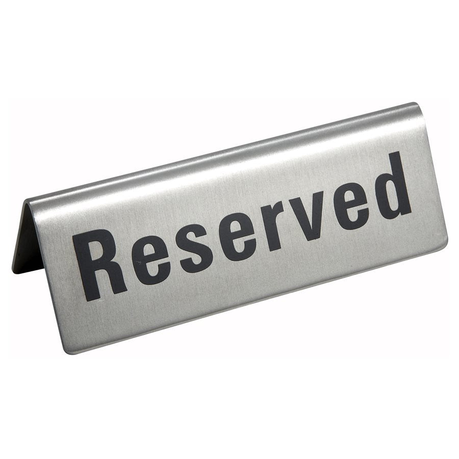 Winco Reserved Tent Sign - Durable Stainless Steel - 4.75 x 1.75 Inches - Perfect for Camping, Outdoor Events & Restaurant Table Markers