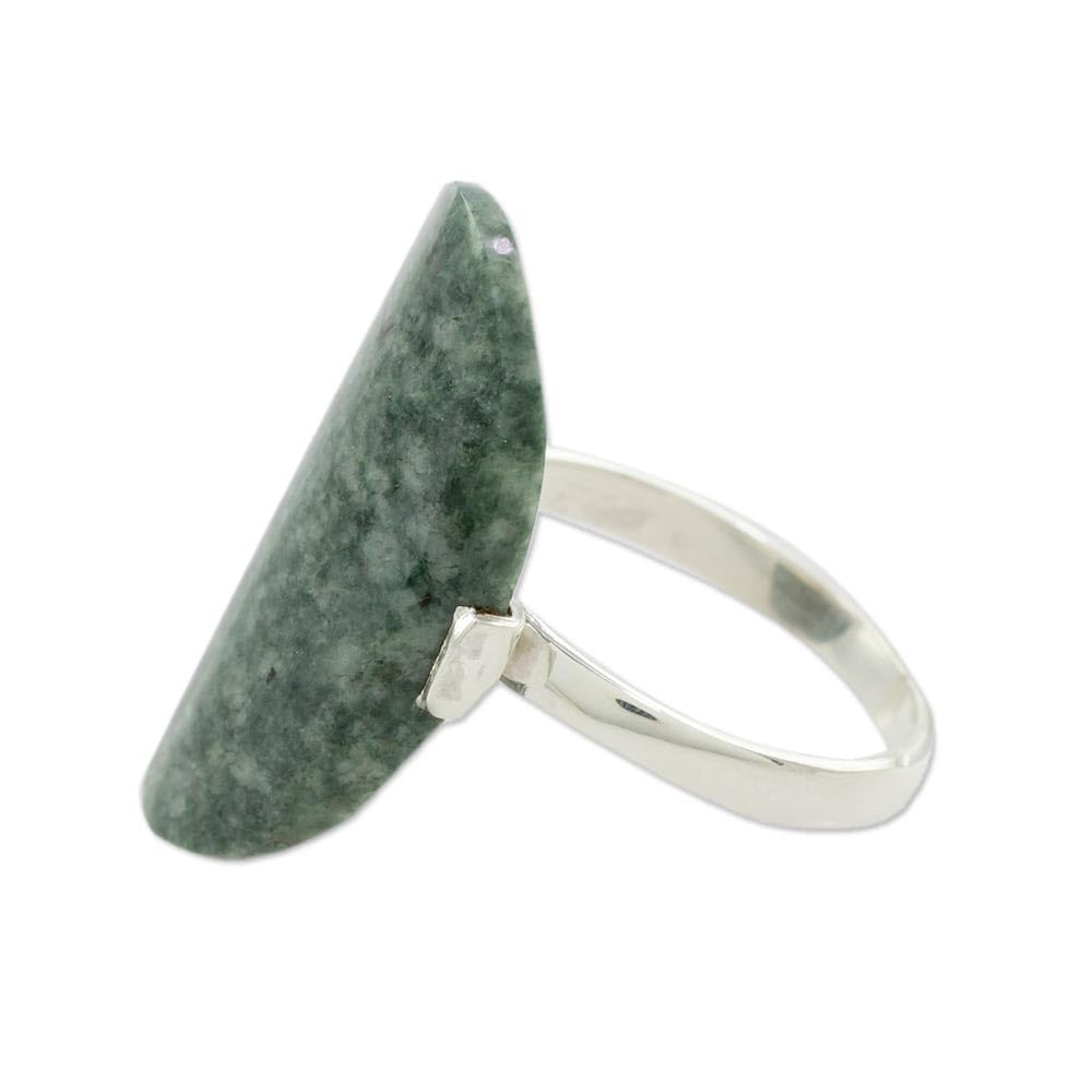 Handmade Jade Cocktail Ring - Sterling Silver Dark Green Guatemalan Artisan Jewelry | Maya Virtue Design for Women | Perfect for Parties, Weddings & Special Occasions