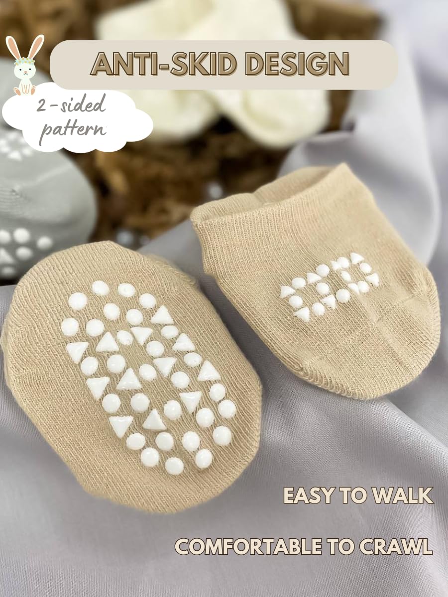 Non-Slip Baby Socks with Grips - Low Cut Ankle Socks for Infants, Toddlers & Kids (Boys & Girls) - Perfect for Playtime, Crawling & First Steps