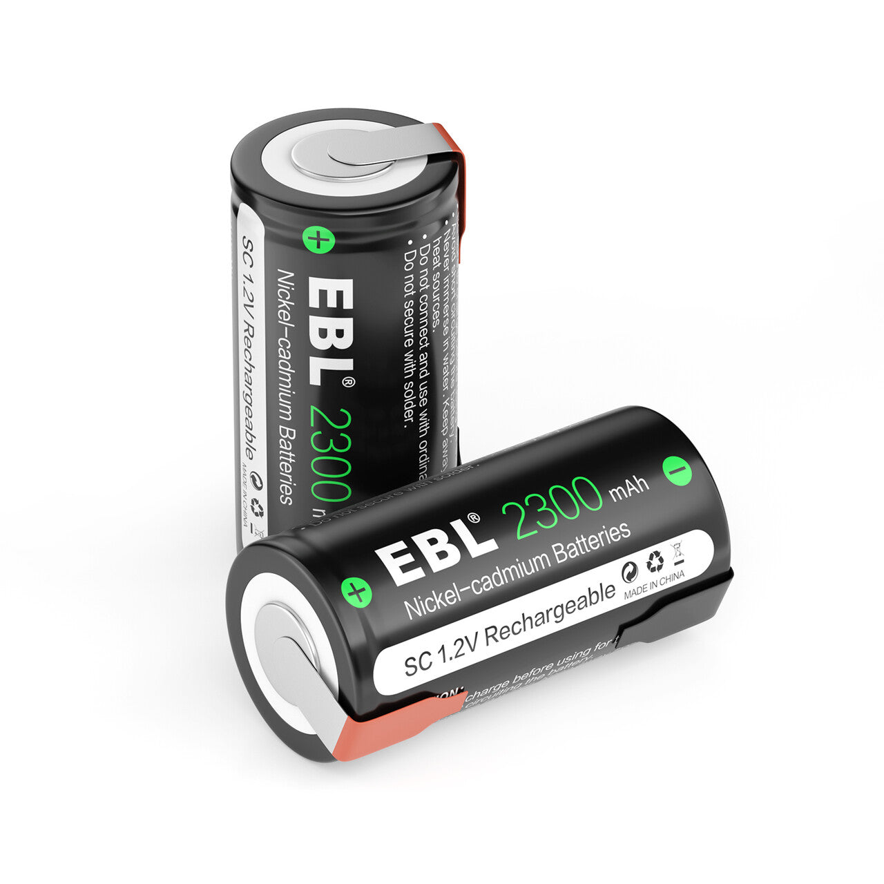 EBL Sub C NiCd Rechargeable Batteries 2300mAh - High Capacity Battery Pack for Power Tools, Emergency Lights, and Industrial Equipment - Long Lasting Performance for Heavy Duty Use