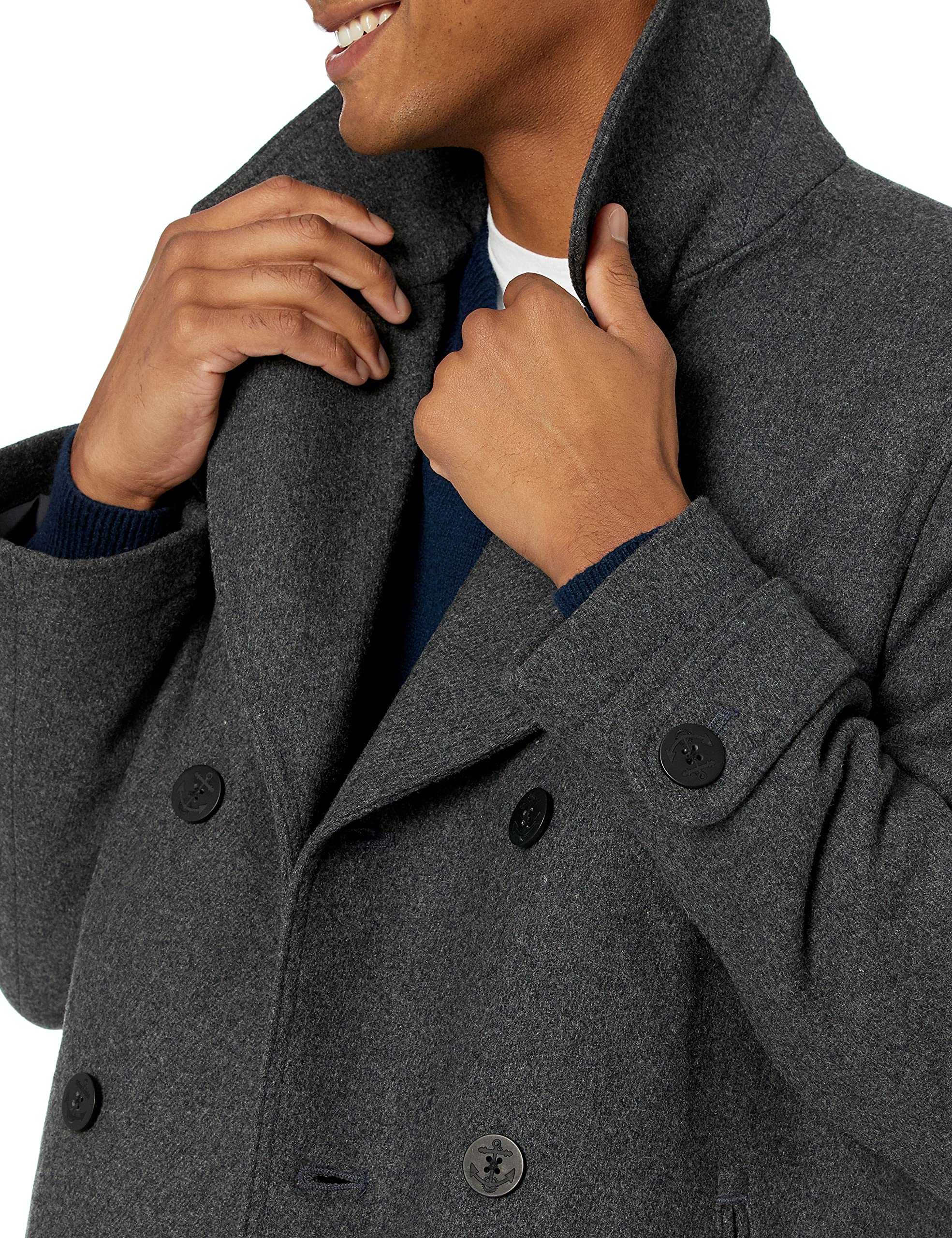 Amazon Essentials Men's Double-Breasted Heavyweight Wool Blend Peacoat Coat - Classic Winter Warm Jacket for Business, Office & Formal Occasions