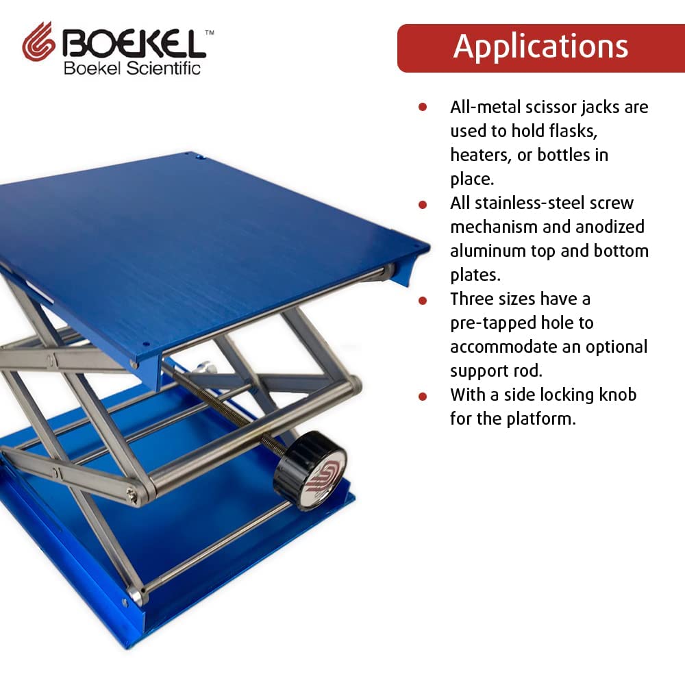Boekel 19090-005B Heavy Duty Stainless Steel Lab Jack with Anodized Aluminum Plates - 12