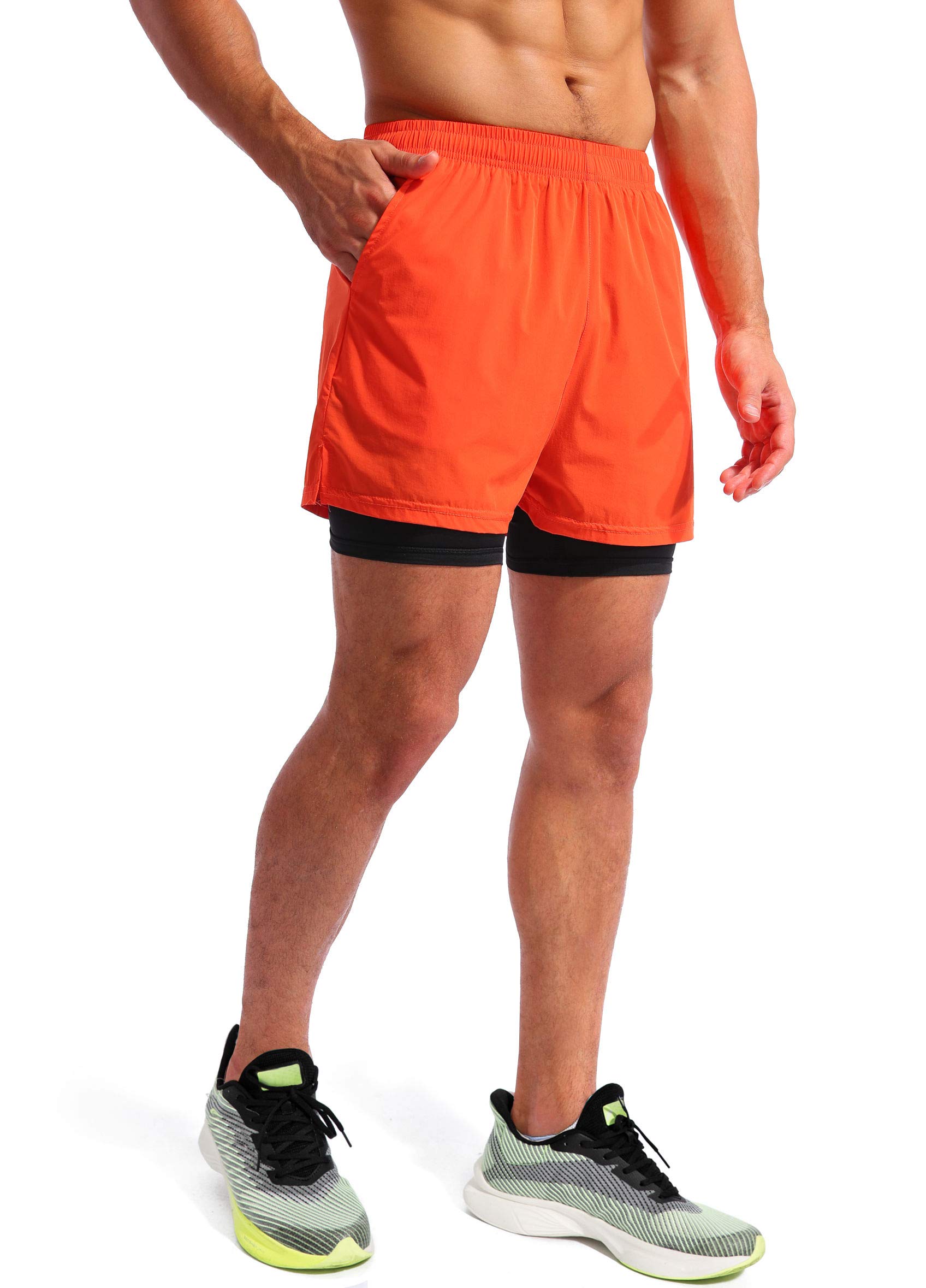 Pudolla Men's 2-in-1 Running Shorts 5