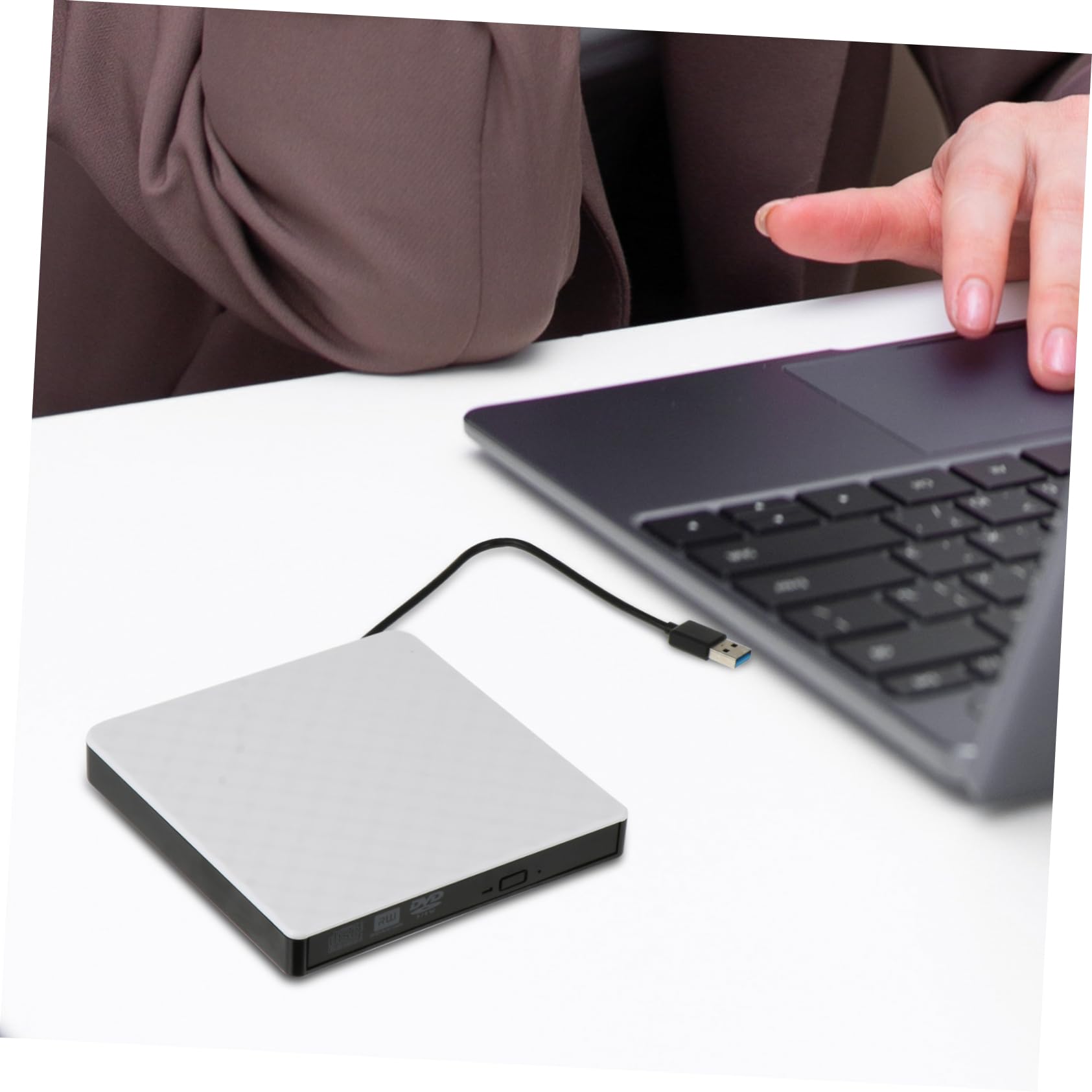 Gadpiparty 3-Pack Portable External DVD Burner Writer - Slim USB CD/DVD ROM Drive for Laptop, Notebook, Ultra Thin SSD Computers - White ABS Player for Movies, Music & Data Backup