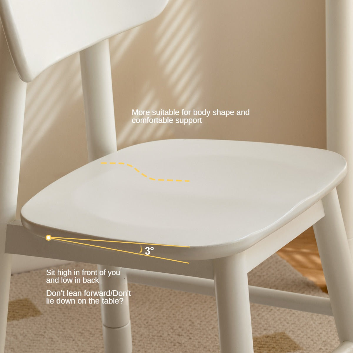 Solid Wood Lift Kid's Chair - Oak & Birch, White - Perfect for Kids' Study Desk, Playroom & Nursery