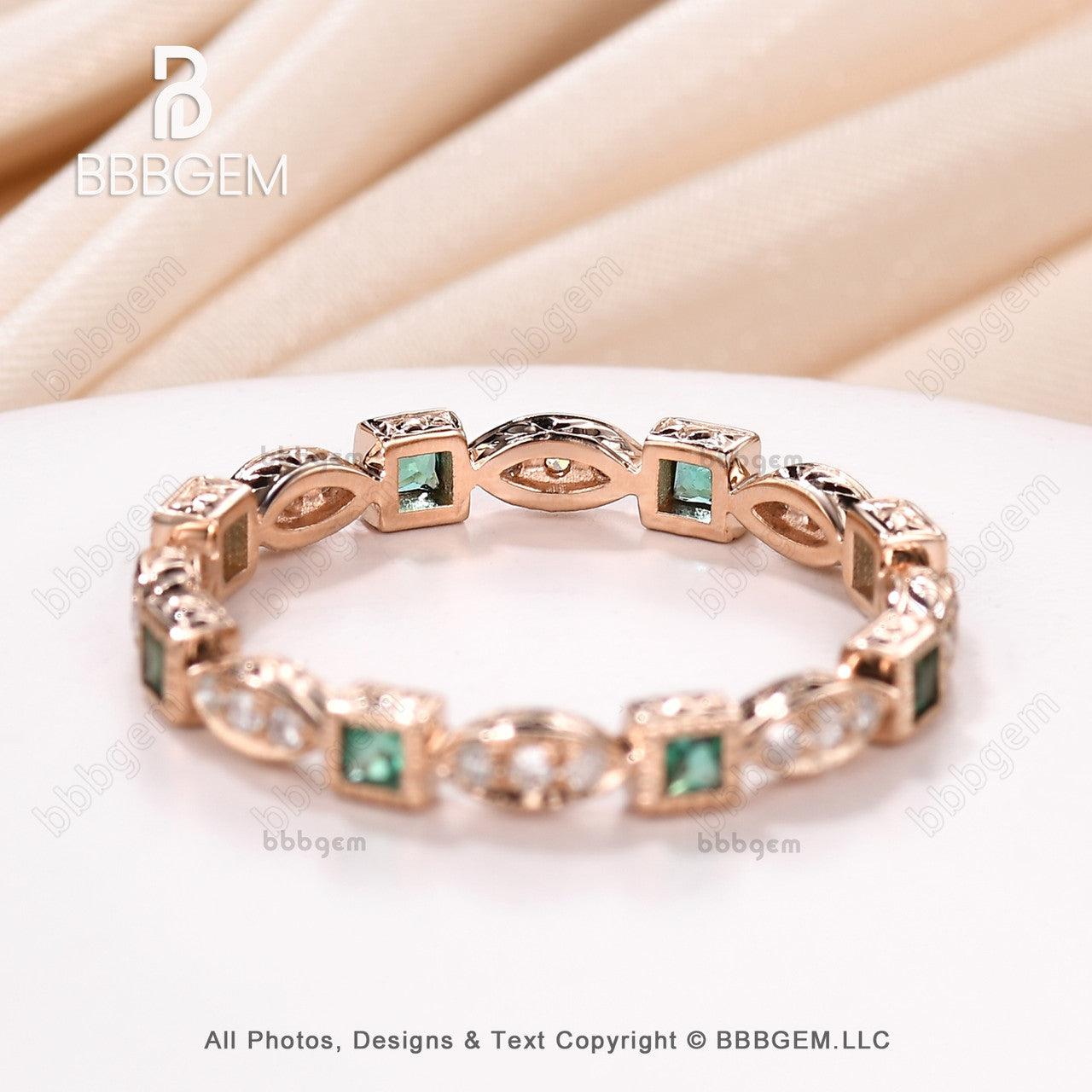14K Yellow Gold Natural Emerald Diamond Engagement Ring - Princess Cut Wedding Band, Stackable Matching Band & Anniversary Ring for Women | Perfect for Proposals, Weddings & Special Occasions
