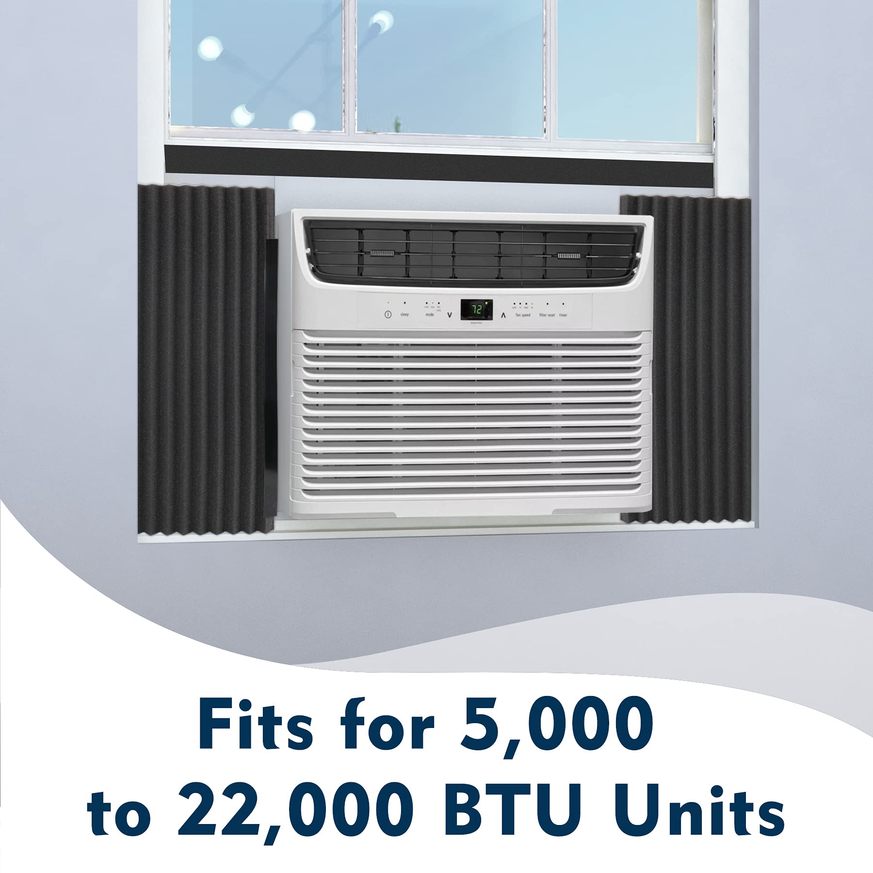 17 x 9 x 7/8 Inch Window Air Conditioner Side Panels Kit with Foam Seal Strip - AC Insulation for Better Cooling Efficiency - Perfect for Home, Office & Apartment Energy Saving