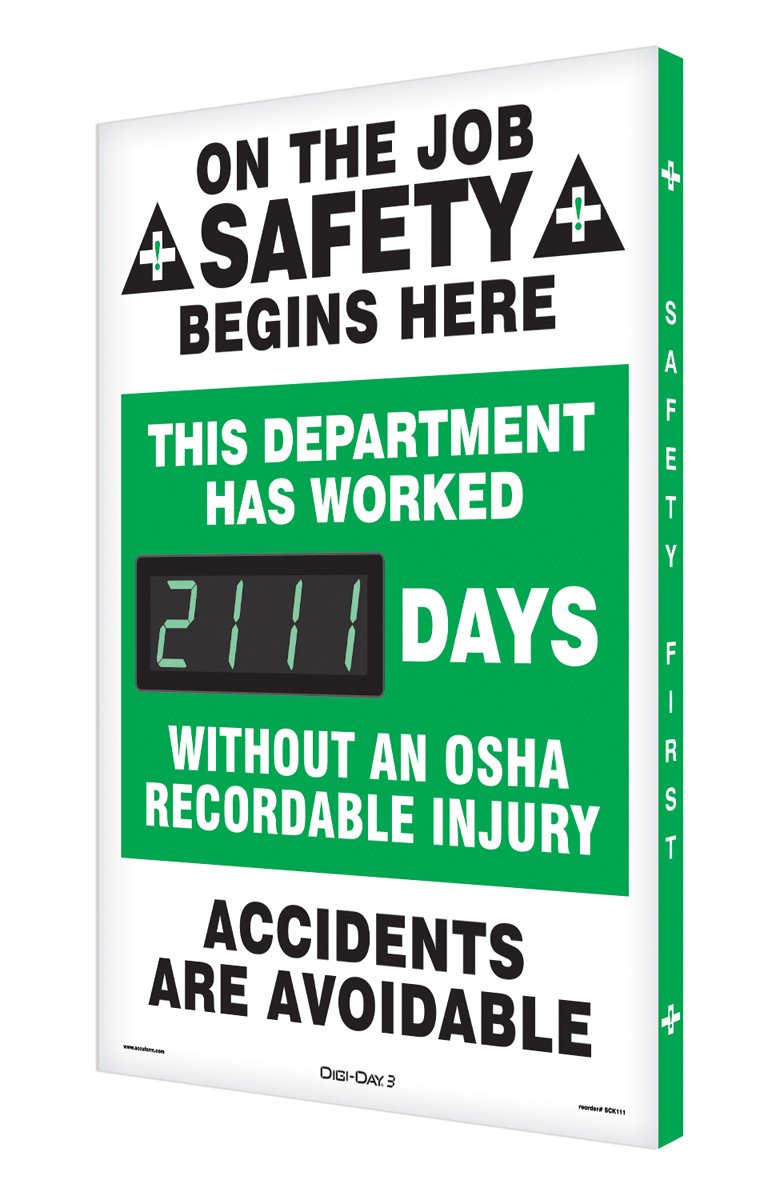 SCK111 Aluminum Digi-Day Electronic Safety Scoreboard - OSHA Compliant Workplace Safety Display - Track Injury-Free Days for Construction & Industrial Sites - Perfect for Factories, Warehouses & Job Sites
