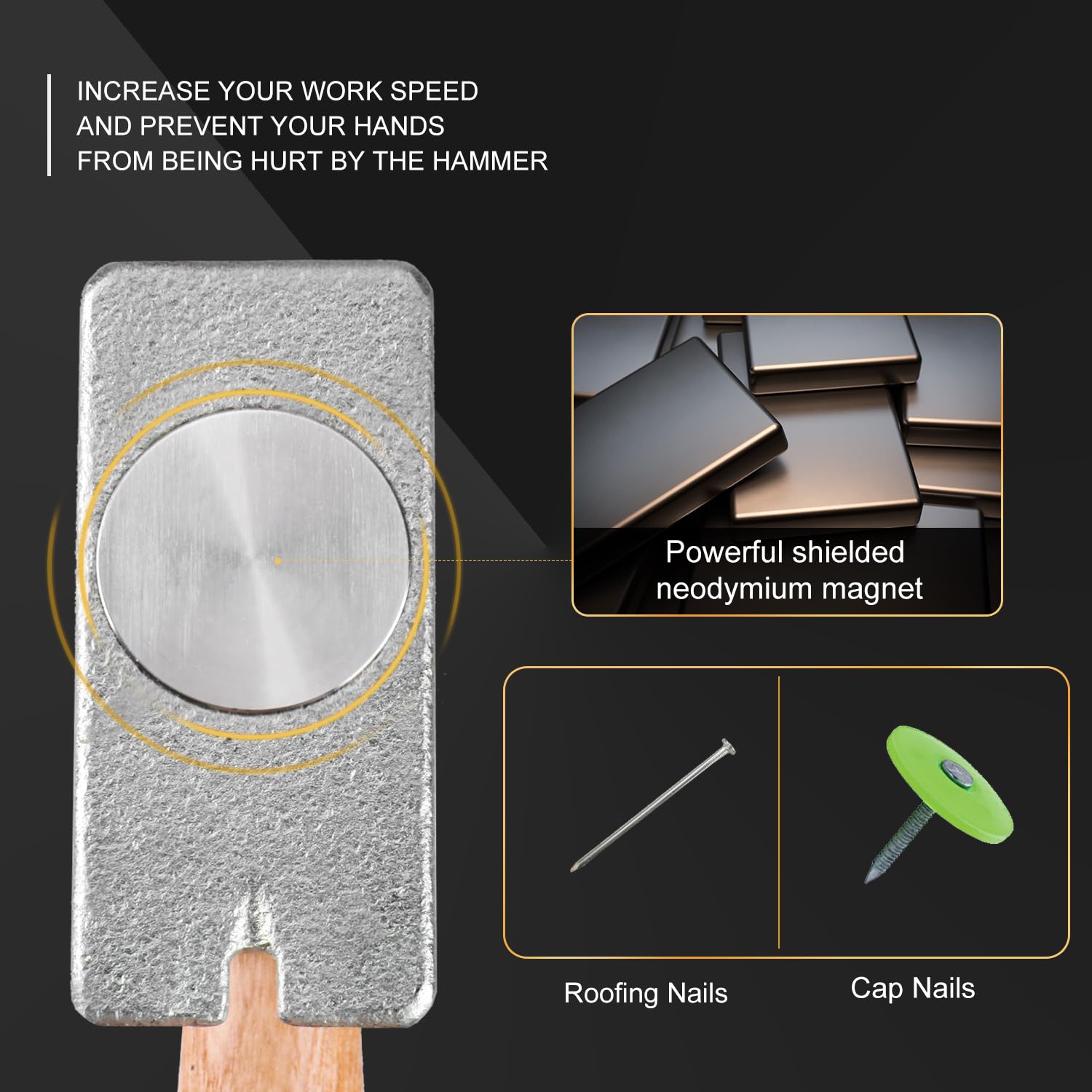 **Magnetic Roofing Hammer - Multifunctional Magnet Roofing Hatchet for Quick Installation of Roofing Nails & Felt - Perfect for Roofers, DIY Projects & Home Repairs**