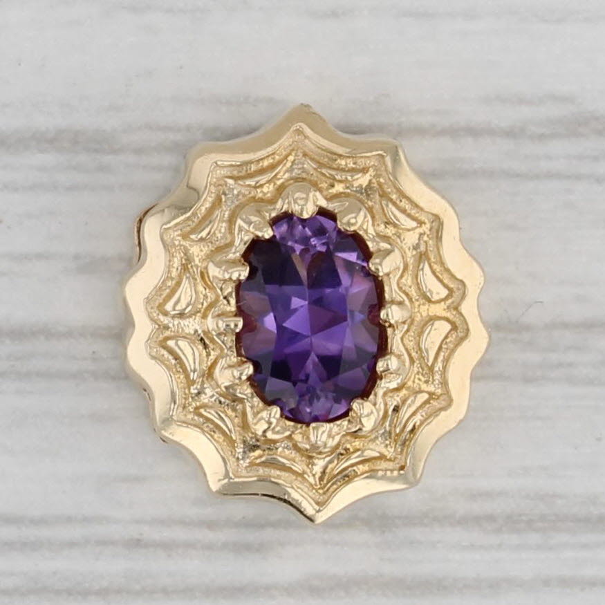 0.42ct Natural Amethyst Slide Bracelet Charm - 14k Yellow Gold Oval Solitaire Pendant for Women - Elegant Jewelry Gift for Birthday, Anniversary & Special Occasions