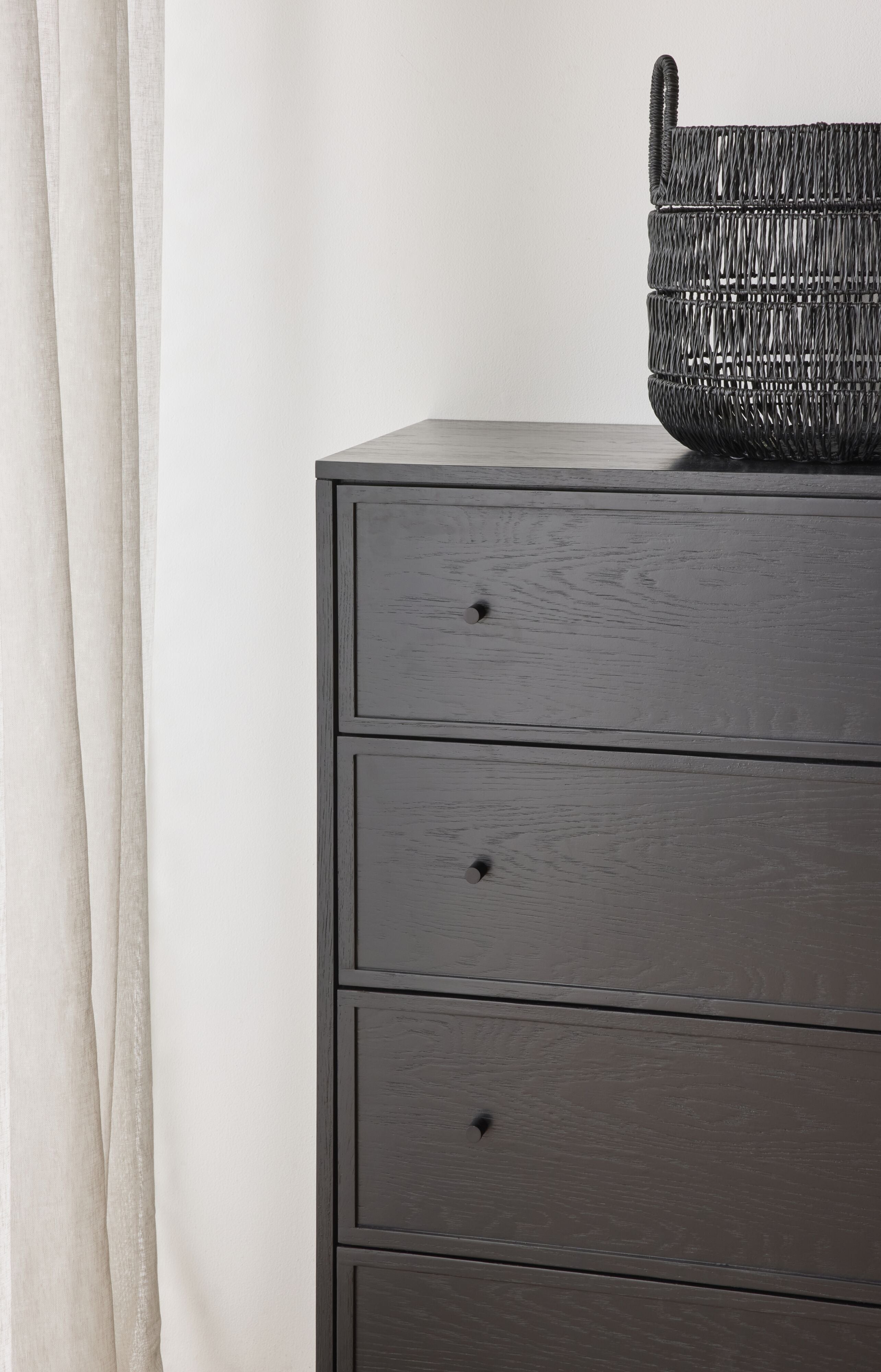 Avalon 4-Drawer Dresser Chest - Black Wooden Storage Cabinet for Bedroom, Living Room & Office Organization