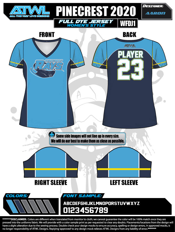 2021 Pinecrest Spring Women's Full Dye Team Jerseys - Breathable & Stylish for Soccer, Basketball & Sports Events