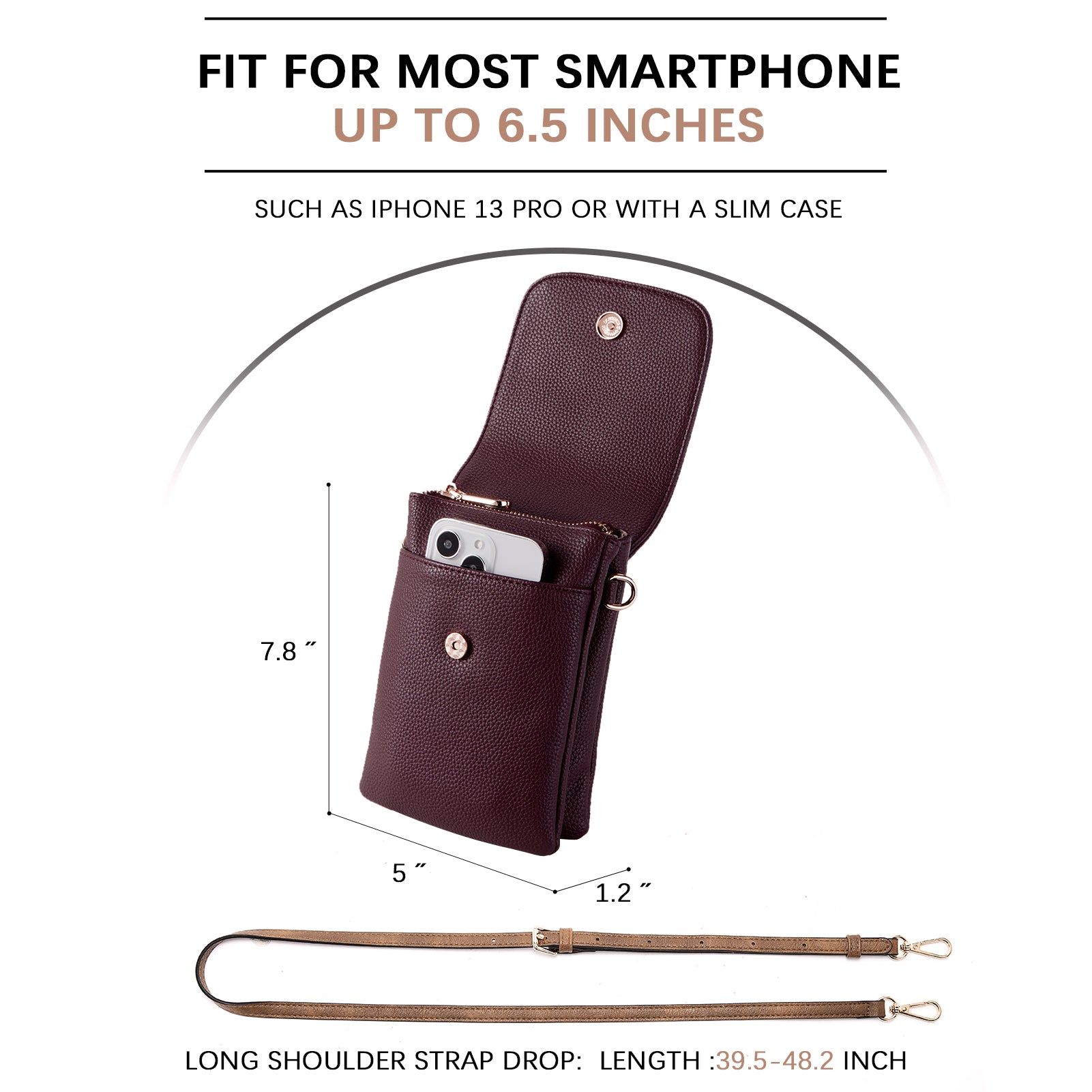 Evelyn Genuine Leather Crossbody Phone Wallet for Women - Stylish Boudoir Design - Perfect for Everyday Use, Travel & Shopping