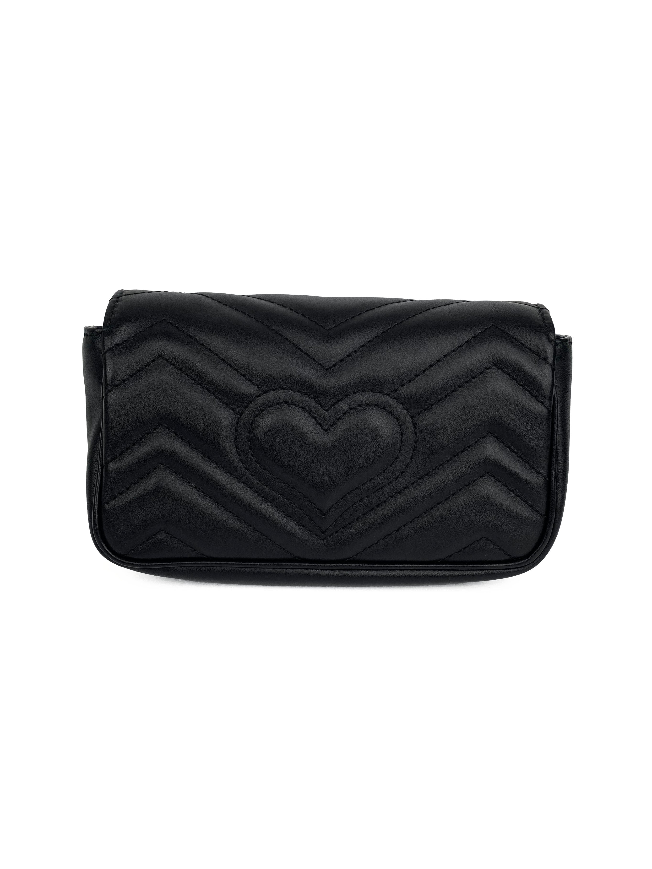 Gucci Black Super Mini Marmont Crossbody Bag - Luxury Leather Shoulder Purse for Women, Perfect for Date Night & Evening Outings