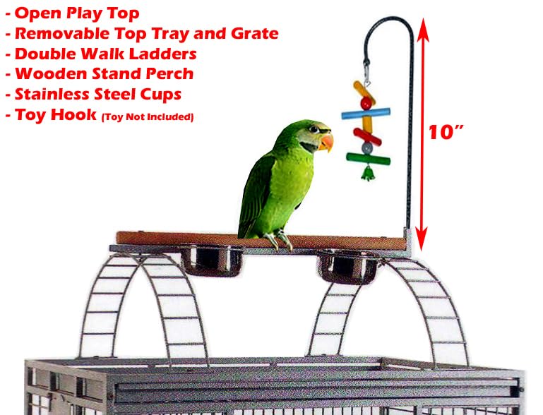 Large Elegant & Durable Wrought Iron Bird Cage for Parrots, Finches, Macaws - Black Vein Design | Perfect for Home, Office & Aviary Decor