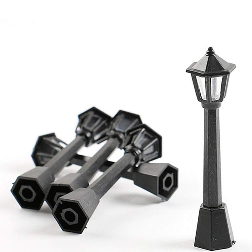 Exceart 4-Piece Miniature Resin Street Lights - Outdoor Fairy Garden Decor, Christmas Decoration, Kids Toys & Model Streetlamps for Mini Gardens, Patios & Holiday Displays