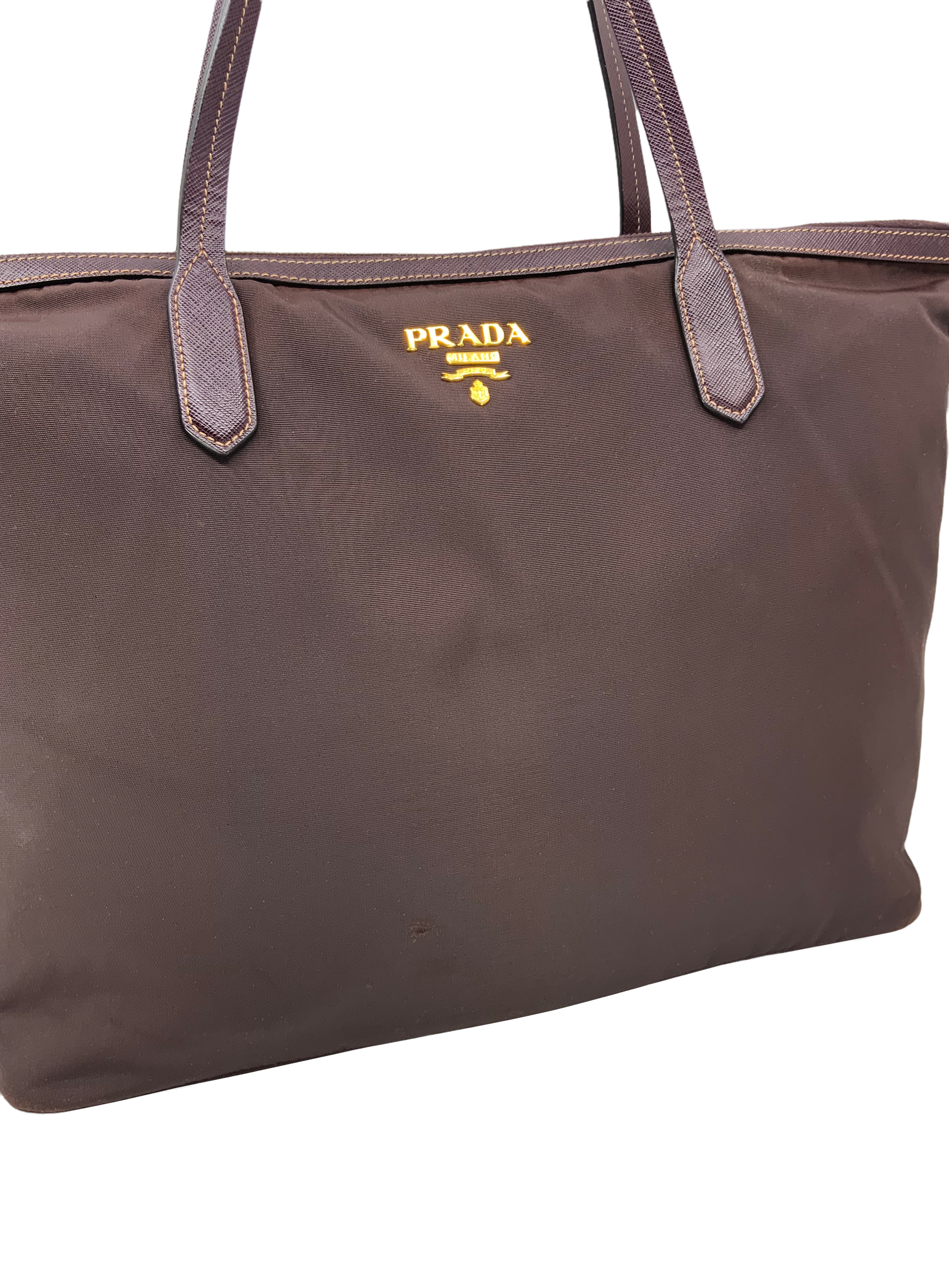 PRADA Tessuto Nylon and Saffiano Leather Tote Bag for Women | Luxury Designer Handbag for Work, Travel & Everyday Use